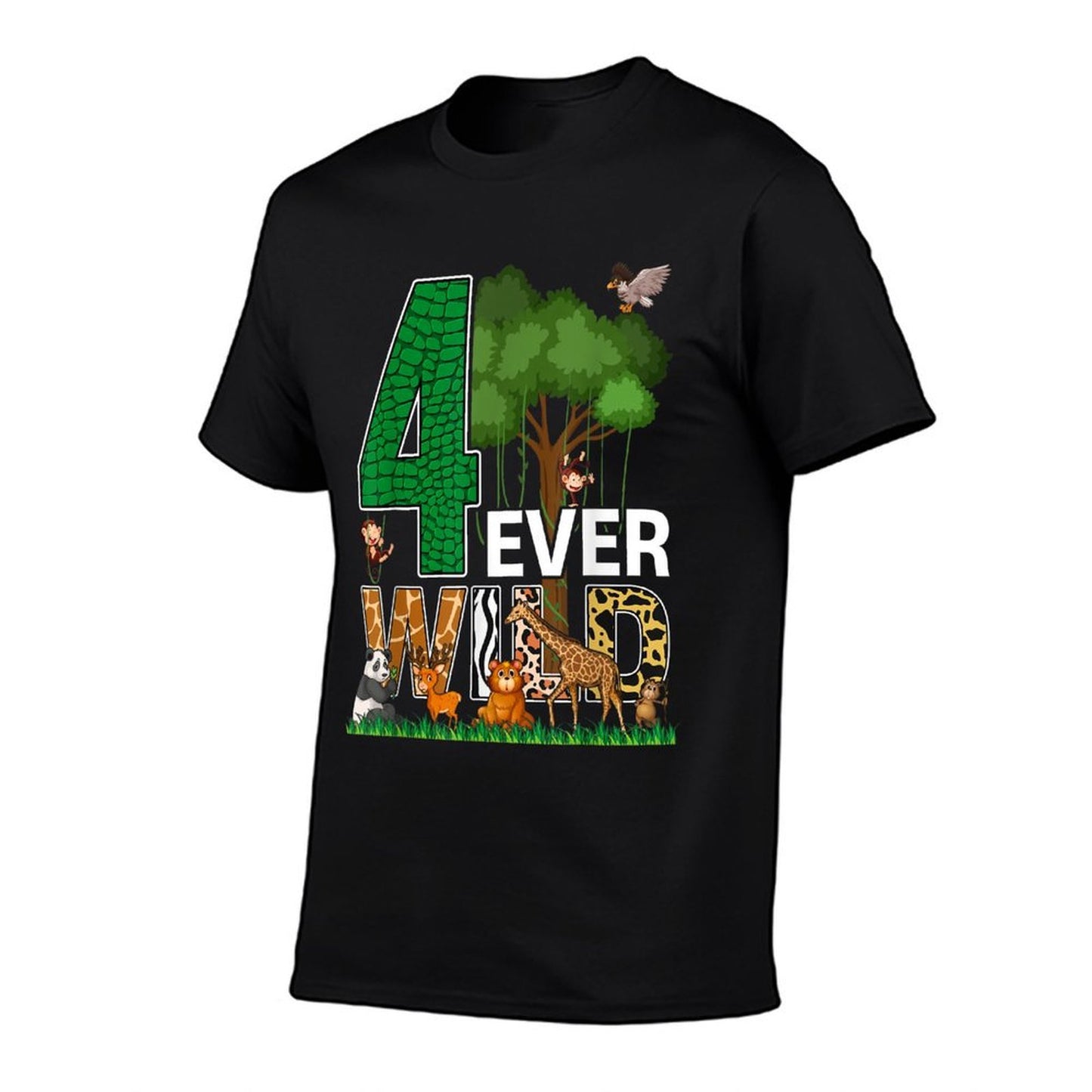 4 Ever Wild Birthday Decorations Boy Zoo 4th Birthday Party Polyester Blend T-Shirt