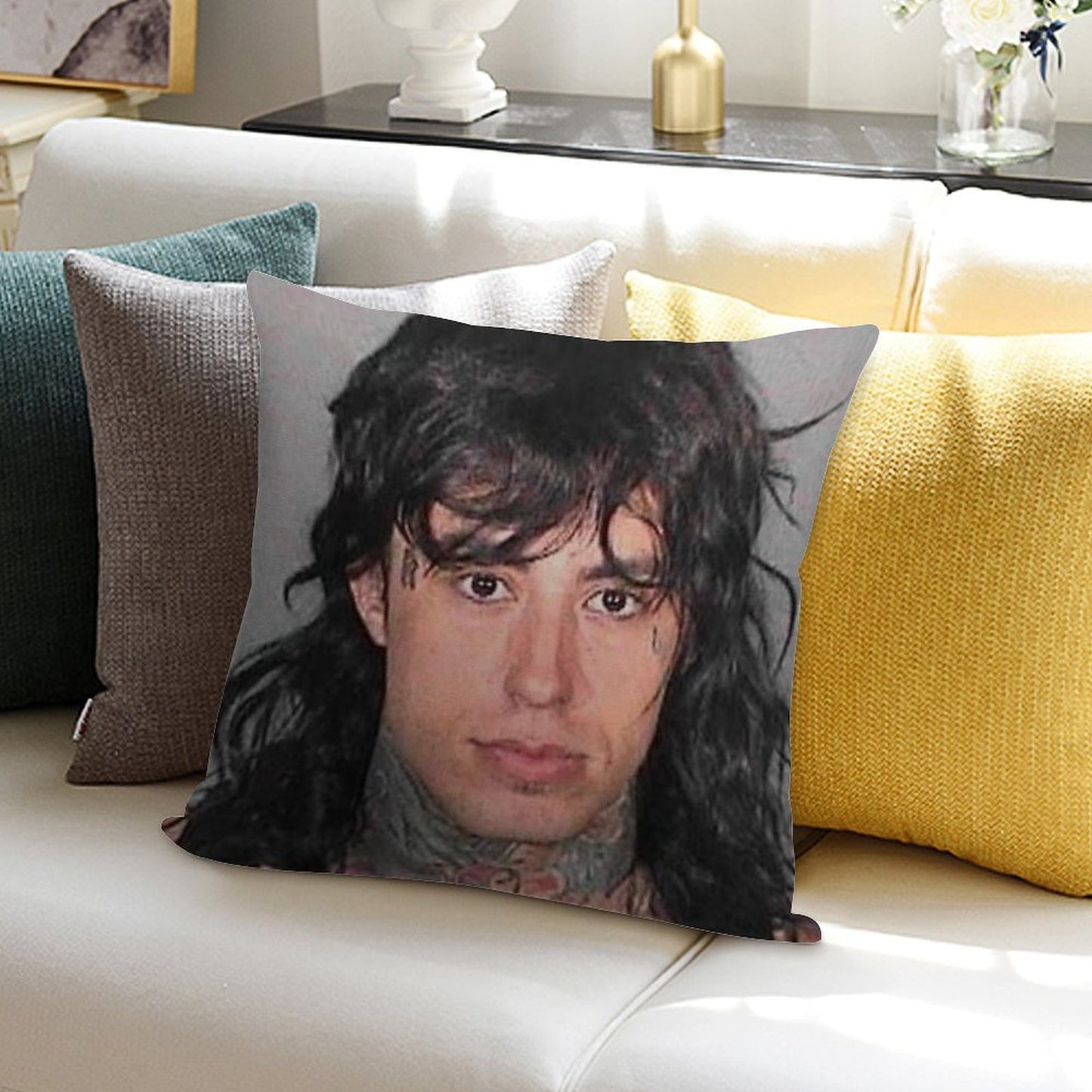 Ronnie Radke Mugshot Soft Warmth Comfort Throw Pillow