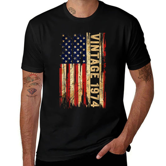50 Years Old Vintage 1974 American 50th Birthday Men  Cotton T-Shirt