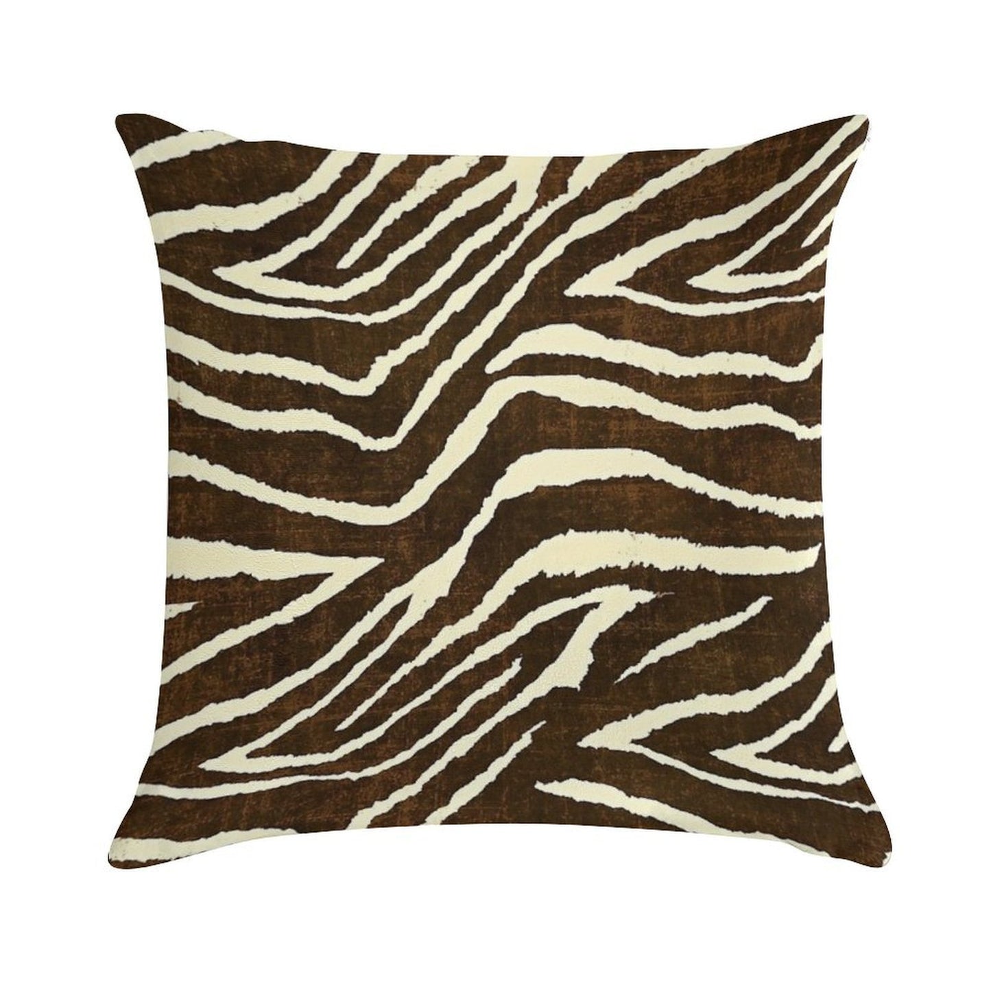 ZEBRA IN WINTER BROWN AND BEIGE ANIMAL PRINT Soft High-Density Material Throw Pillow
