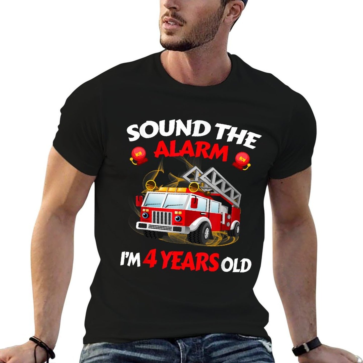 4 Year Old Fire Truck Gift Four Years Toddler Firefighter Classic T-Shirt