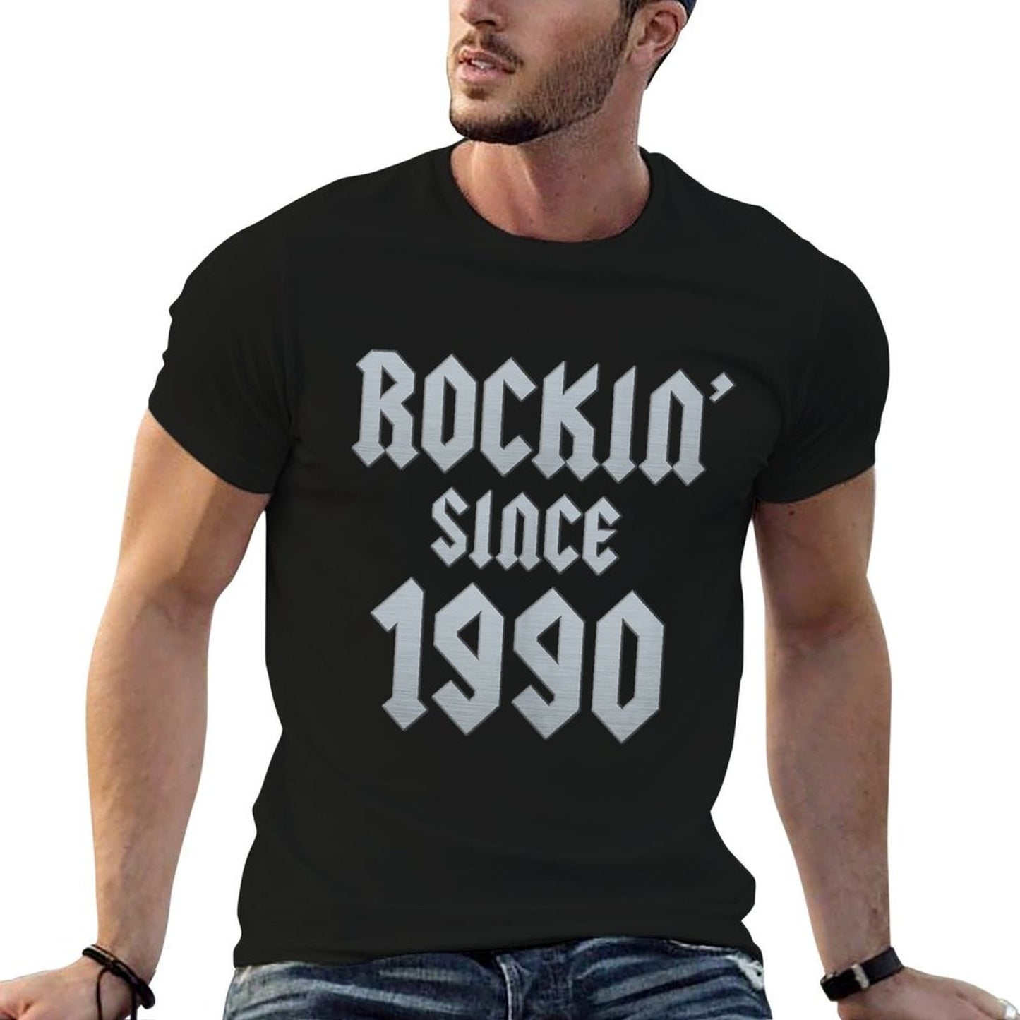 35 Year Old Rockin' Since 1990 35th Birthday Fade-proof Color T-Shirt