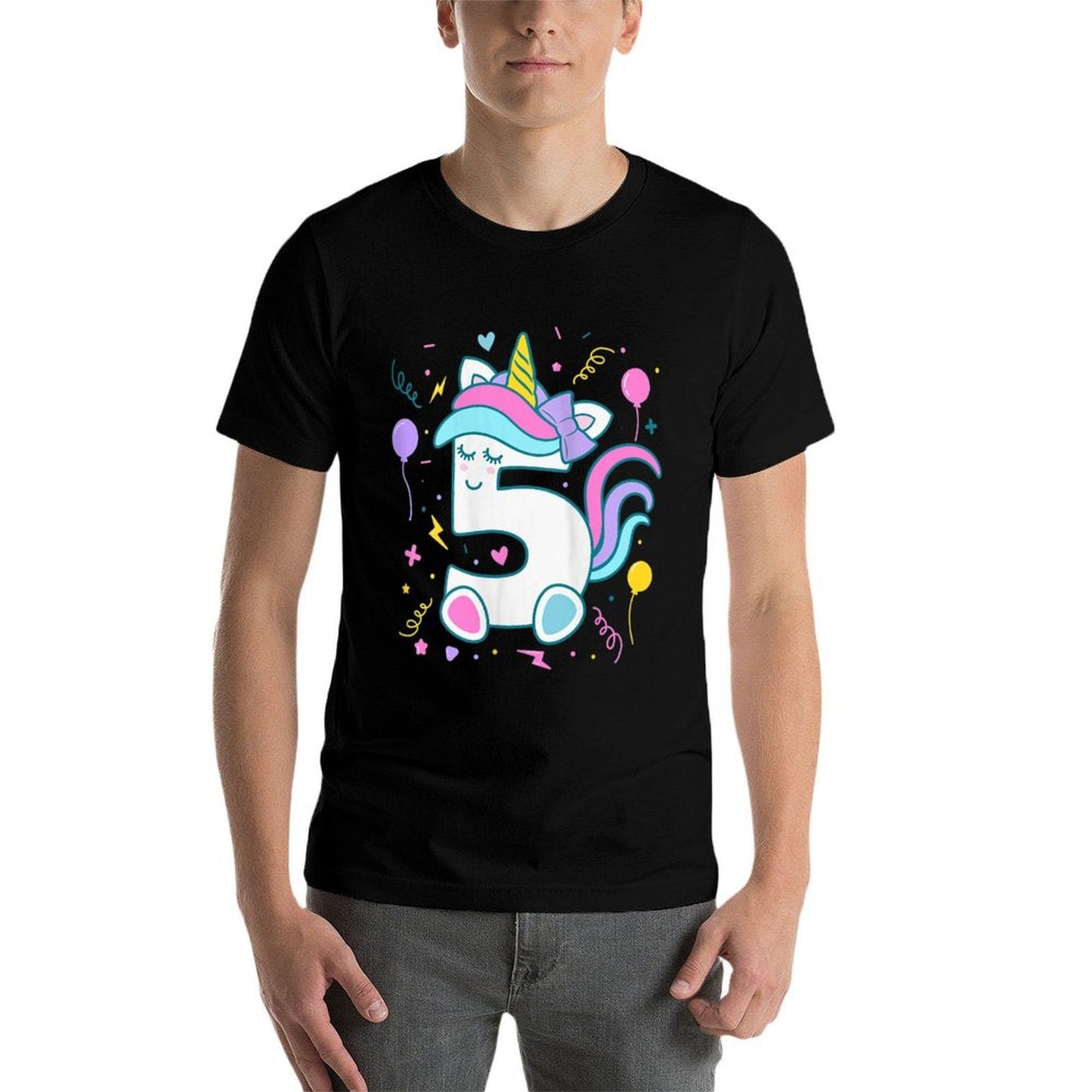 Womens Unicorn 5th Birthday Number 5 Year Old Girl Birthday Comfortable T-Shirt