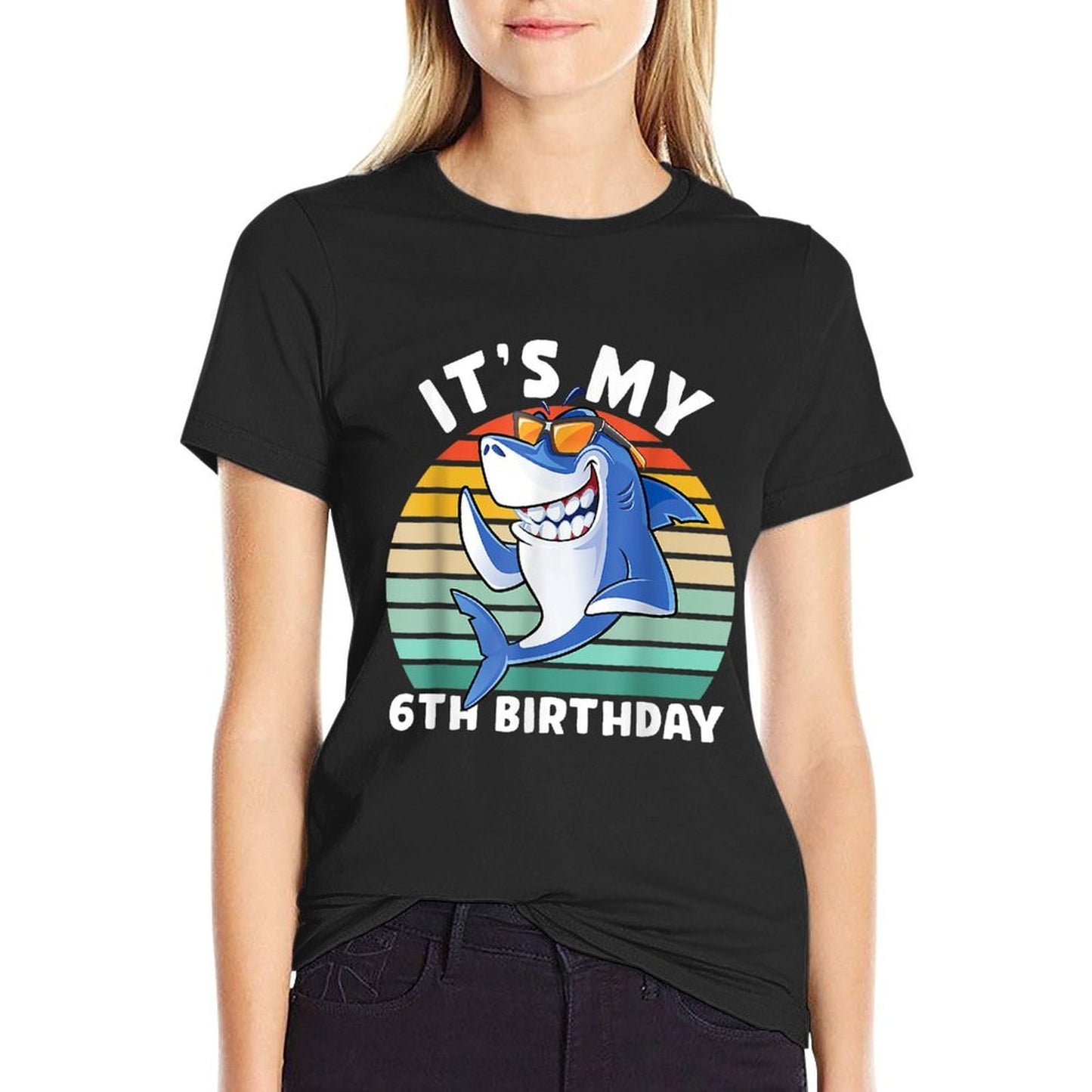 Shark 6 Year Old 6th Birthday Shark Lover Vintage-inspired T-Shirt