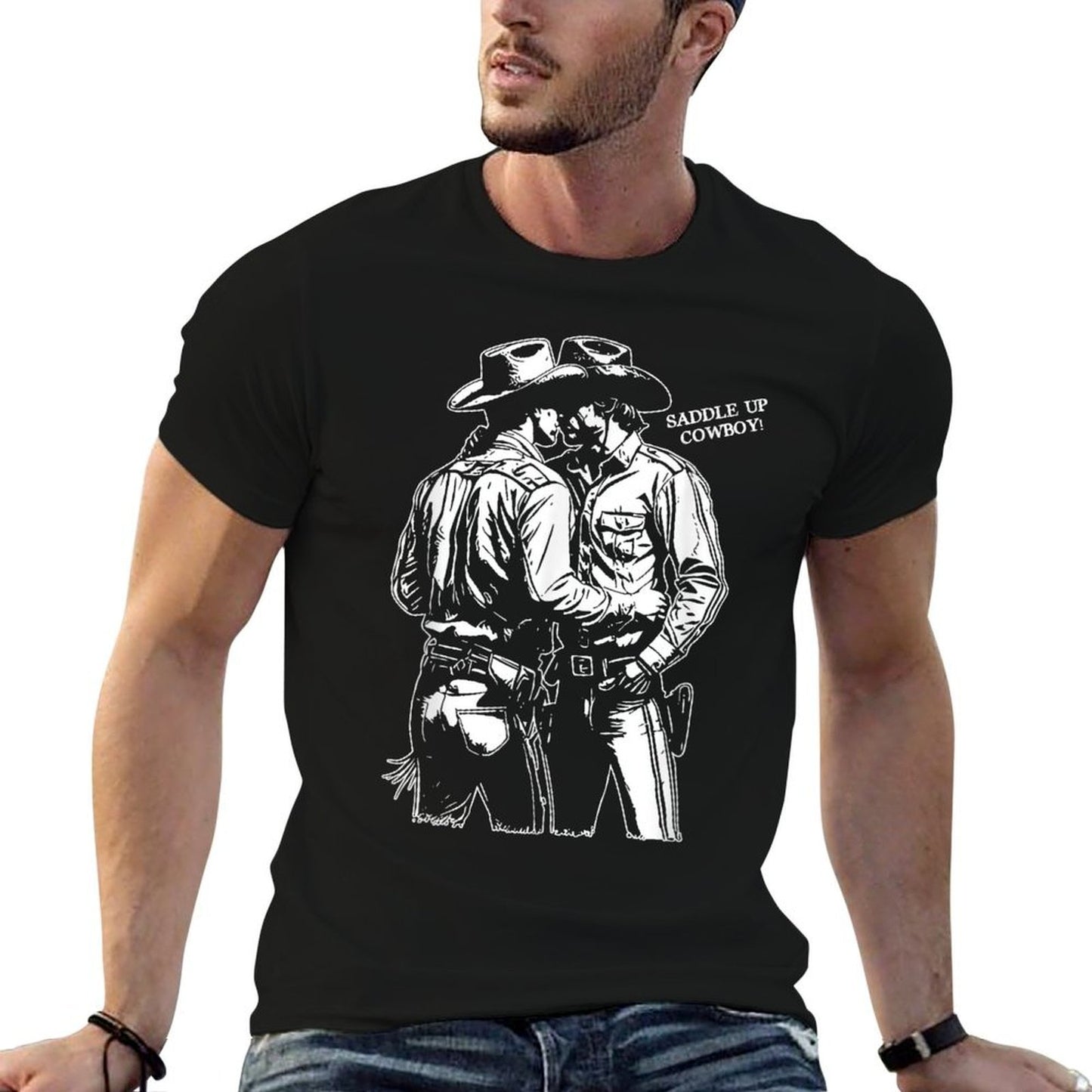 Saddle Up Cowboy, Funny Gay Cowboy, Rideem Cowboy Summer-ready Fabric T-Shirt