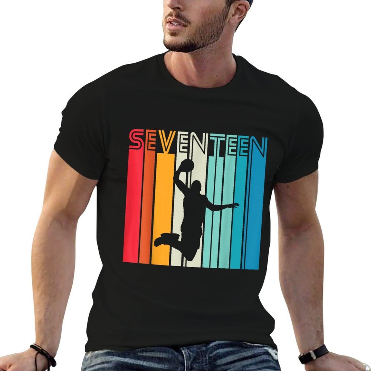 17th Birthday Basketball Lover 17 Years Old Retro Soft T-Shirt