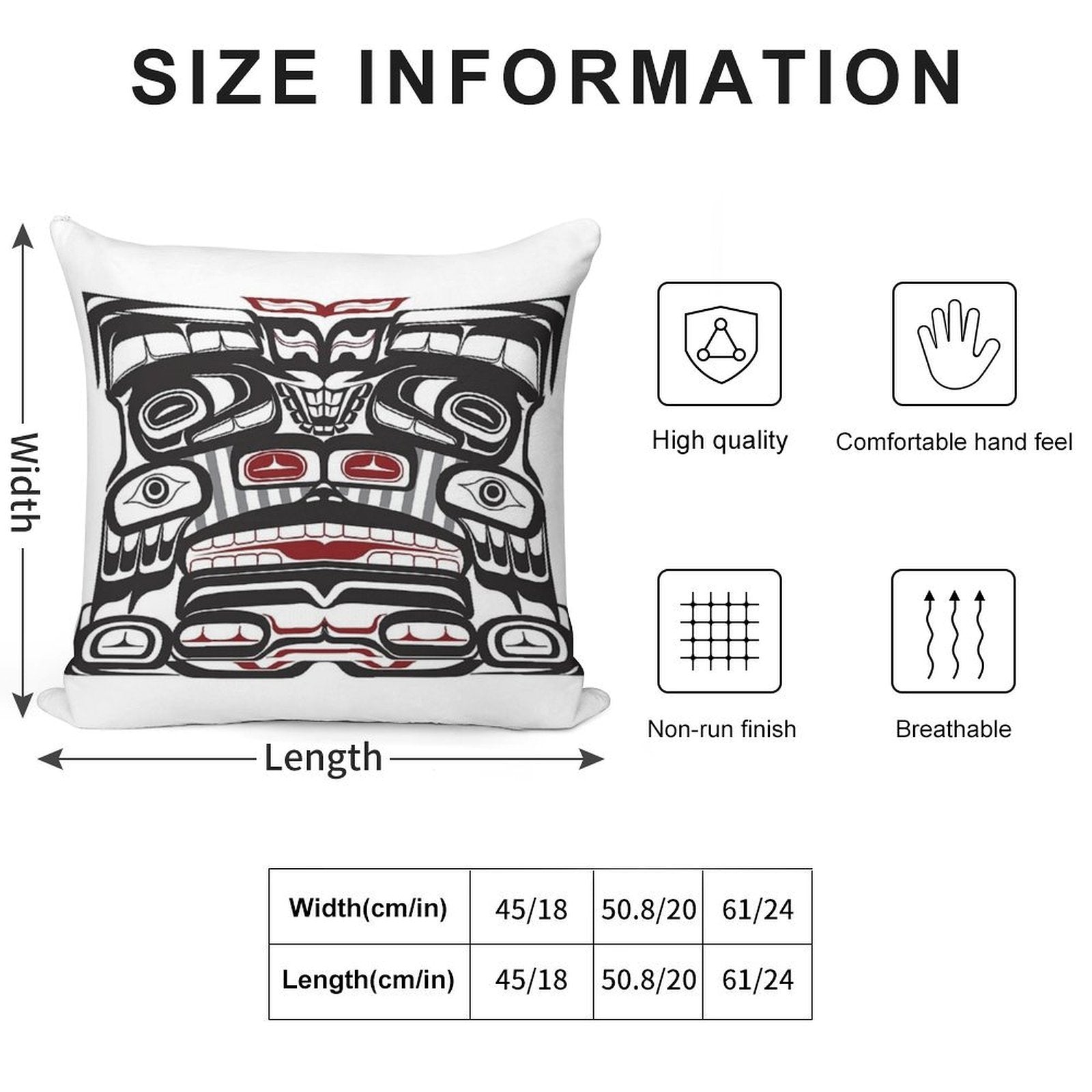 Thunderbird Bear Orca Totem Pole, Coastal Salish Haida Pacific North West Formline Design Native American Soft Fade-Resistant Throw Pillow