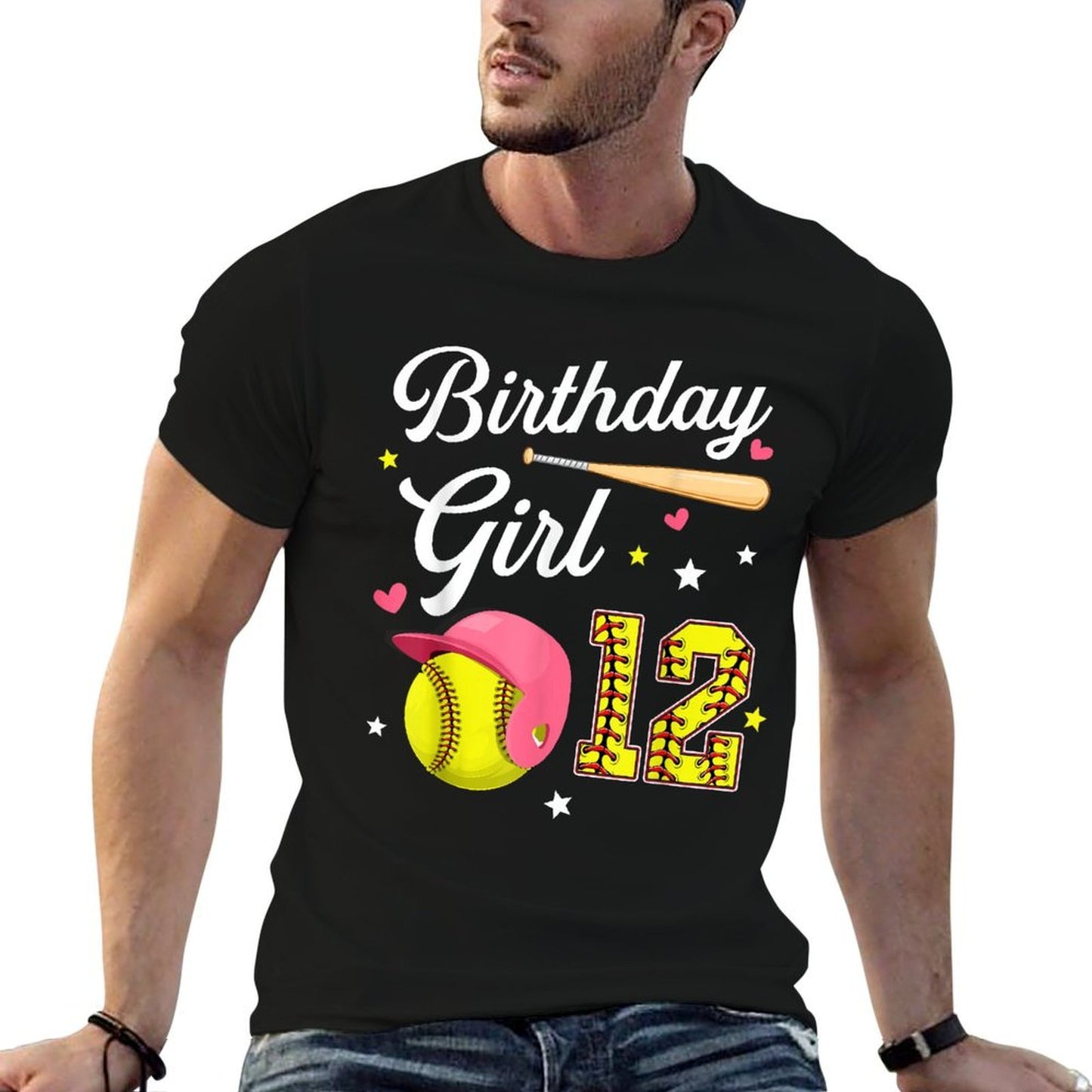 12th Birthday Girl Softball Twelfth Bday 12 Twelve Year Old Lightweight T-Shirt