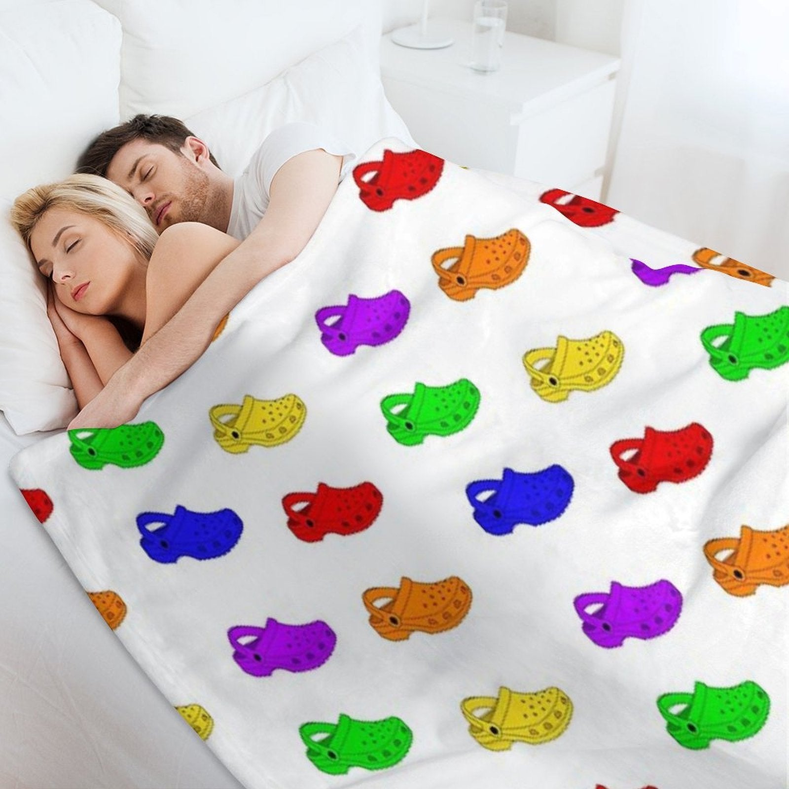 Rainbow Crocs Pack Comfort Throw Blanket