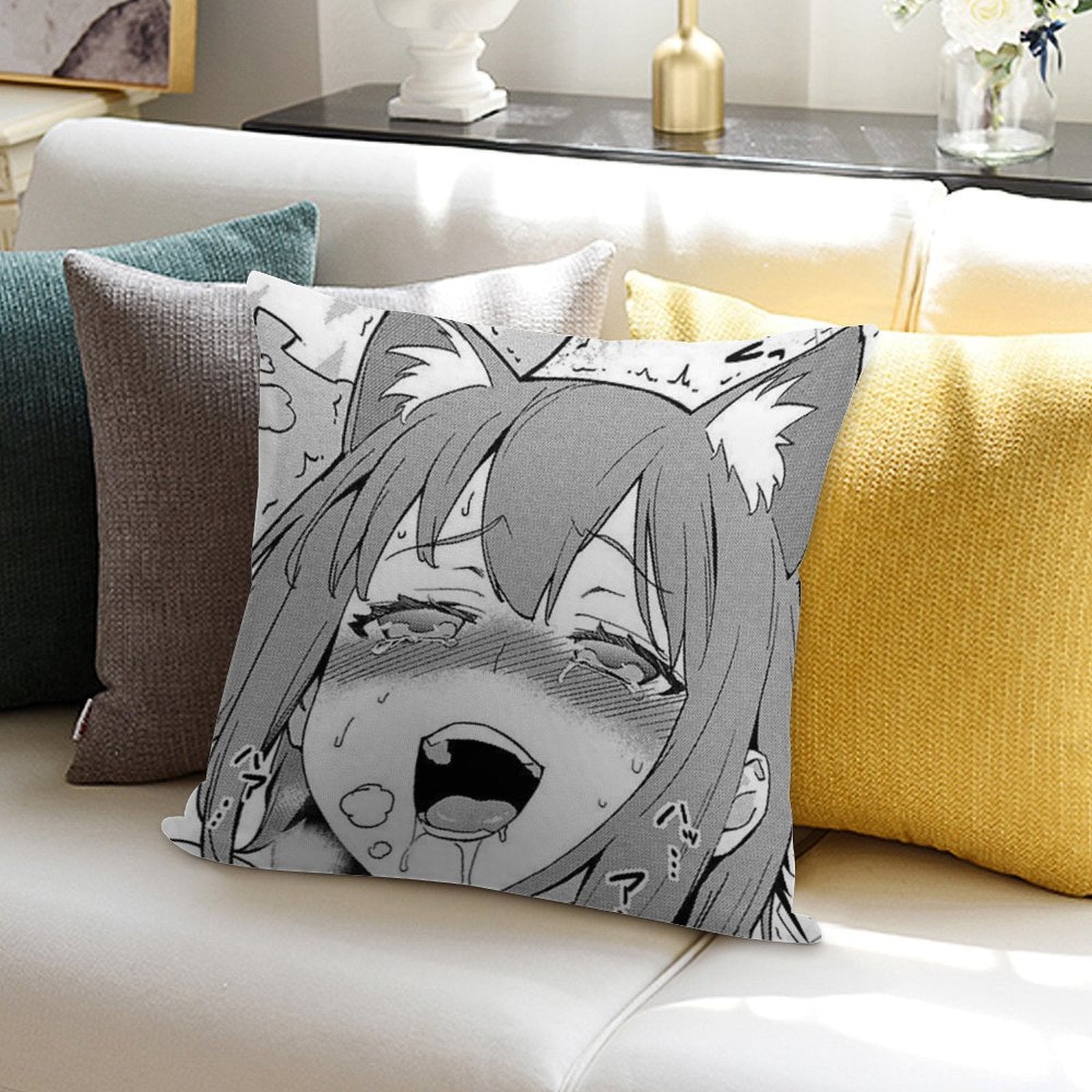 Hentai Girl Soft Reinforced Edging Throw Pillow