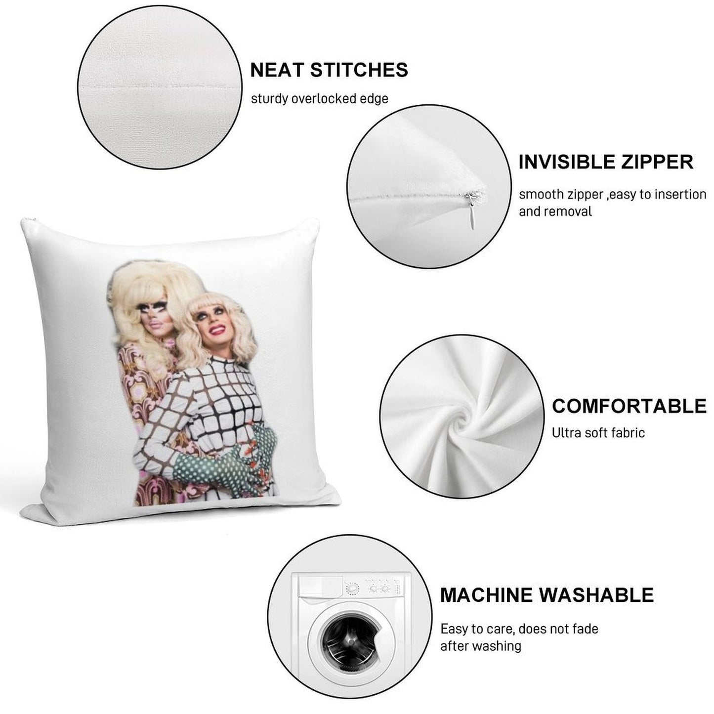 Trixie And Katya Couple Pose Soft Skin-Friendly Throw Pillow