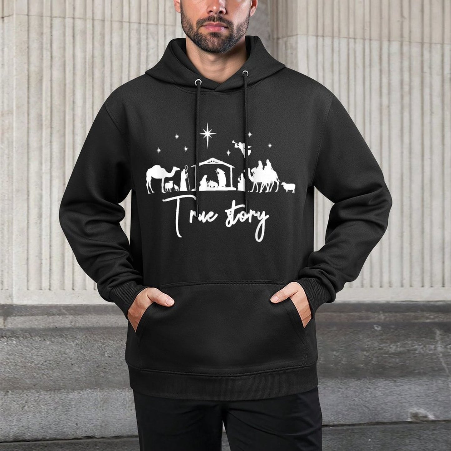 True Story Nativity Christmas Baby Jesus Manger Catholic Moisture-Wicking Hoodie