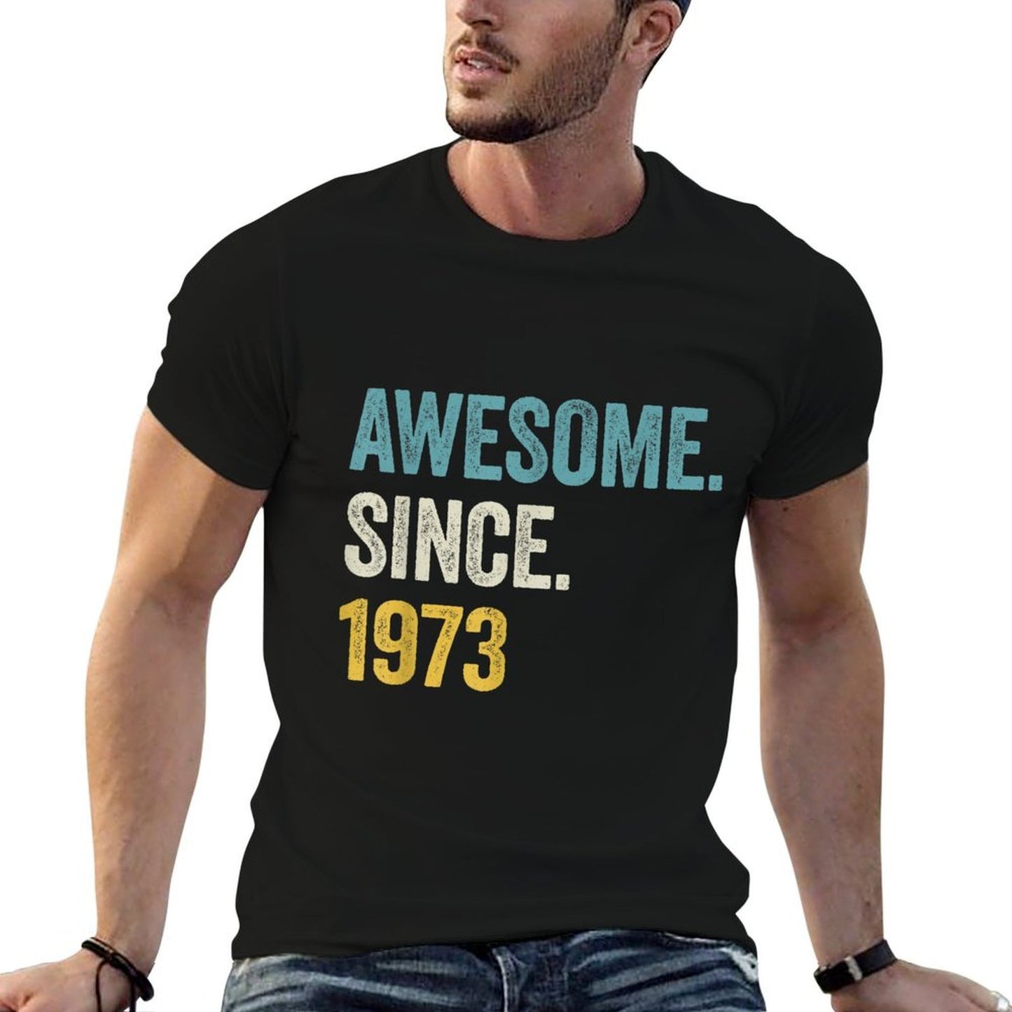 50 Years Old Awesome Since 1973 50th Birthday  Heathered Texture T-Shirt