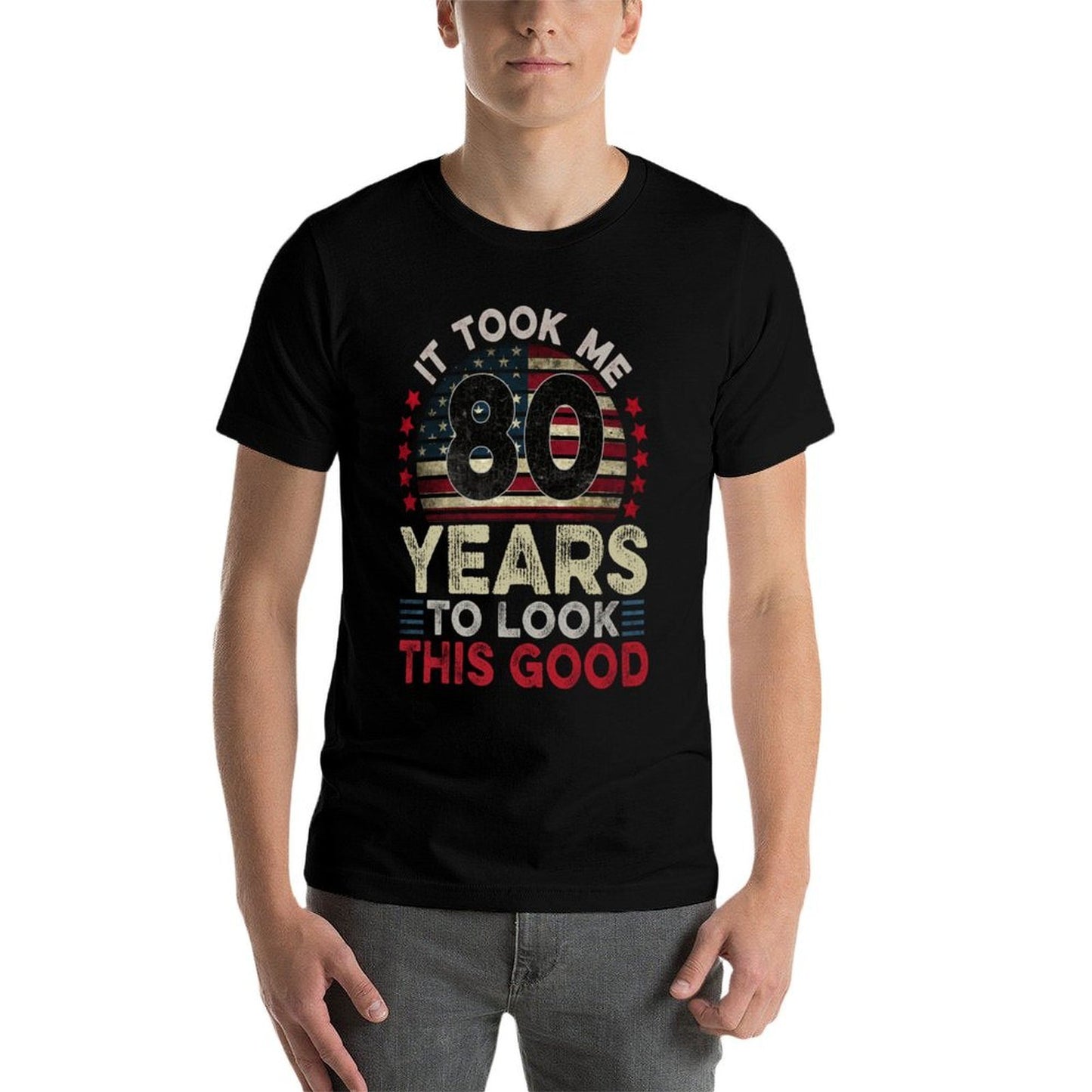 Took Me 80 Years USA Funny 80 Year Old 80th Birthday Oversized Silhouette T-Shirt