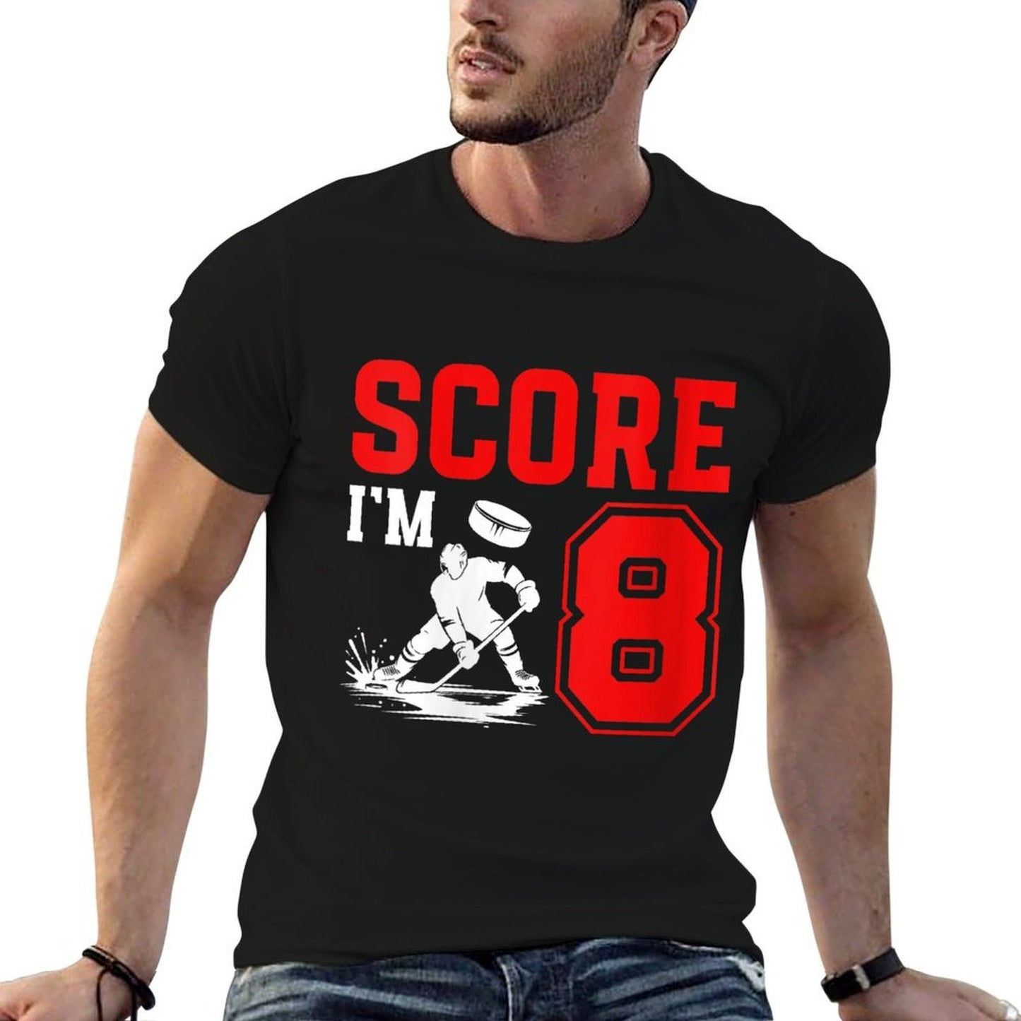 Womens 8th Ice Hockey Birthday Eight Year Old Ice Hockey Player Wrinkle-resistant T-Shirt