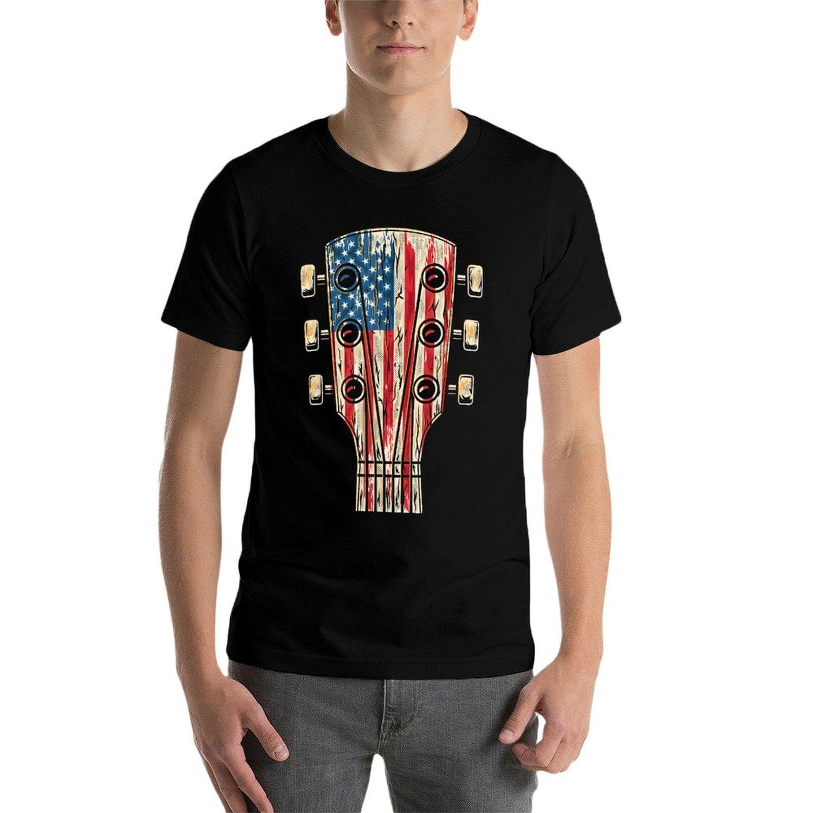 American Guitar 4th of July Guitarist USA Country Music  Vintage-inspired T-Shirt