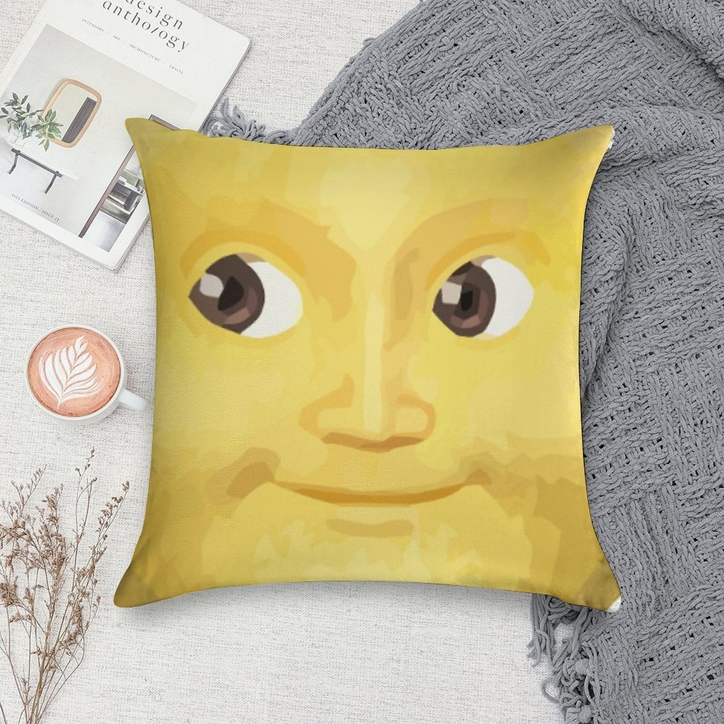 Yellow Moon Soft Bedroom Essential Throw Pillow