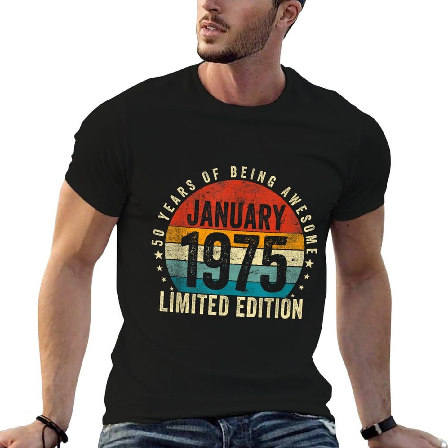 Vintage January 1975 Funny 50 Years Old Gifts 50th Birthday Graphic-printed T-Shirt