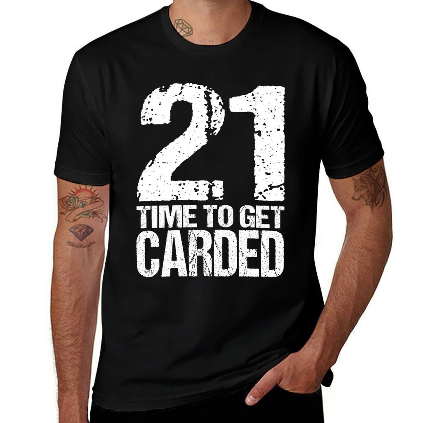 21st Birthday Funny Twenty-One ID Carded Gift High-quality Stitching T-Shirt