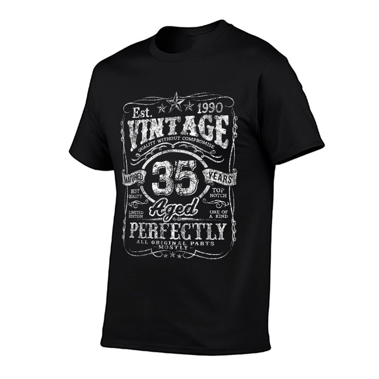 Vintage 1990 Limited Edition 35 Year Old 35th Birthday Ribbed Collar T-Shirt