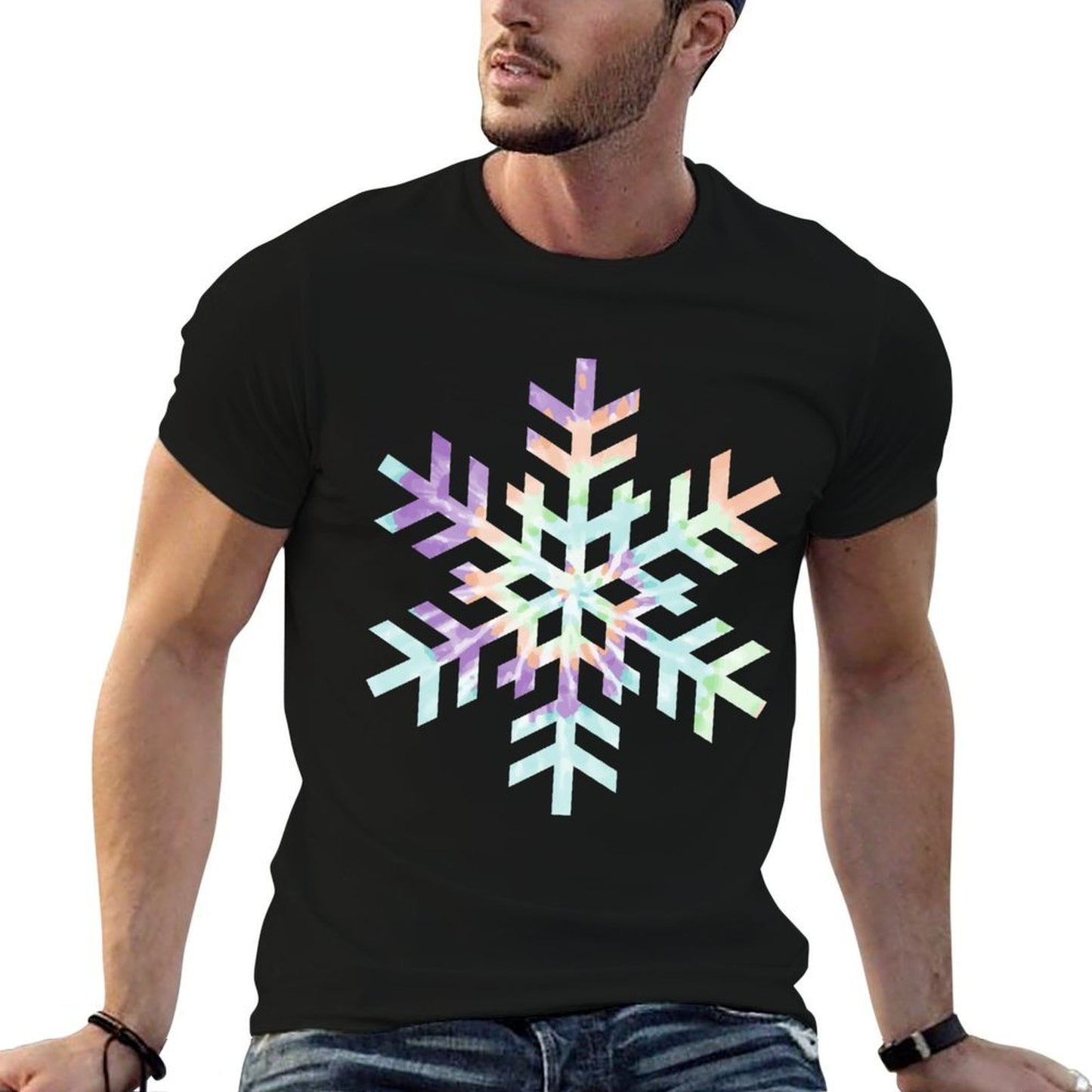 Tie Dye Snowflake Winter Christmas Comfortable T-Shirt