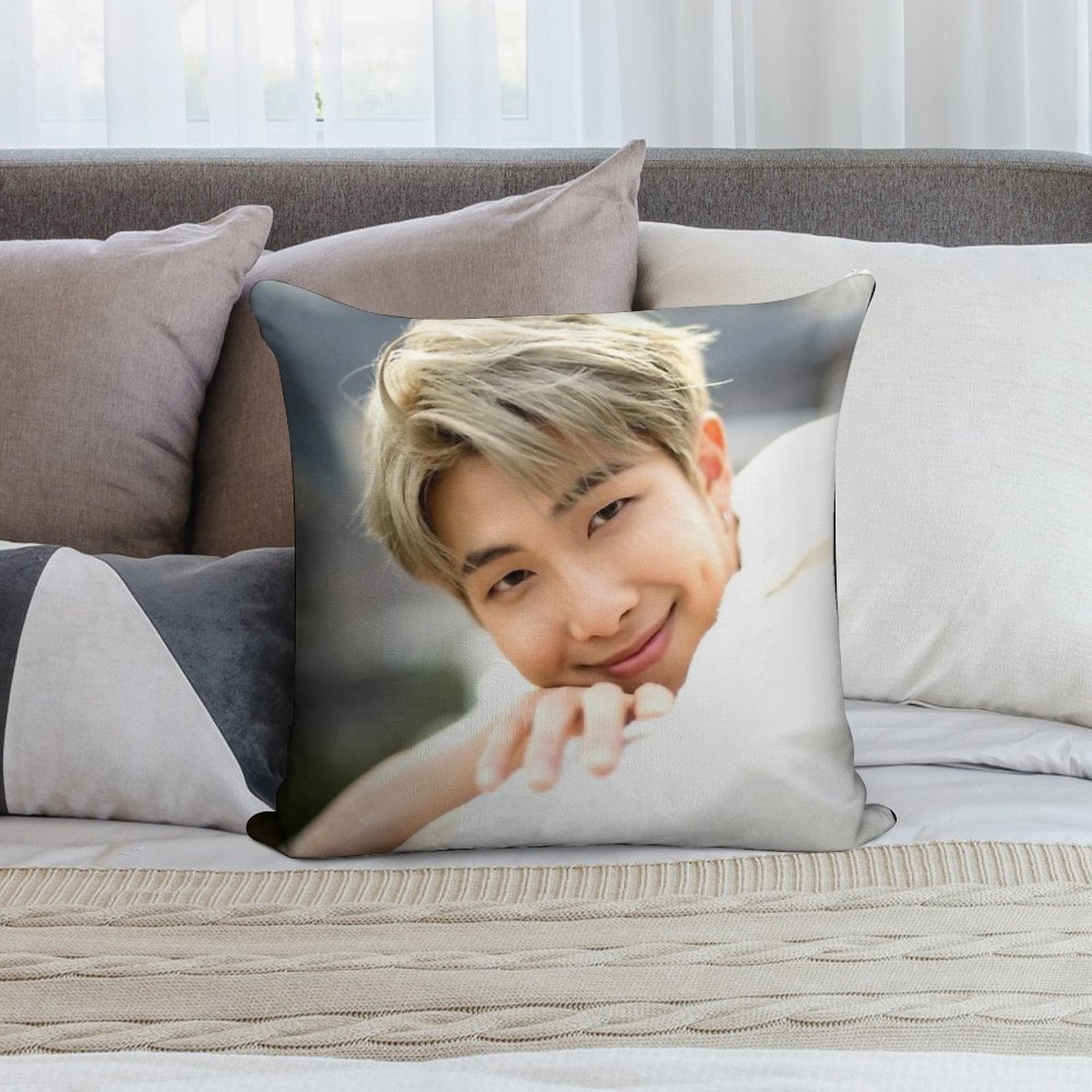 BTS RM Nam-joon Soft Home Decor Throw Pillow