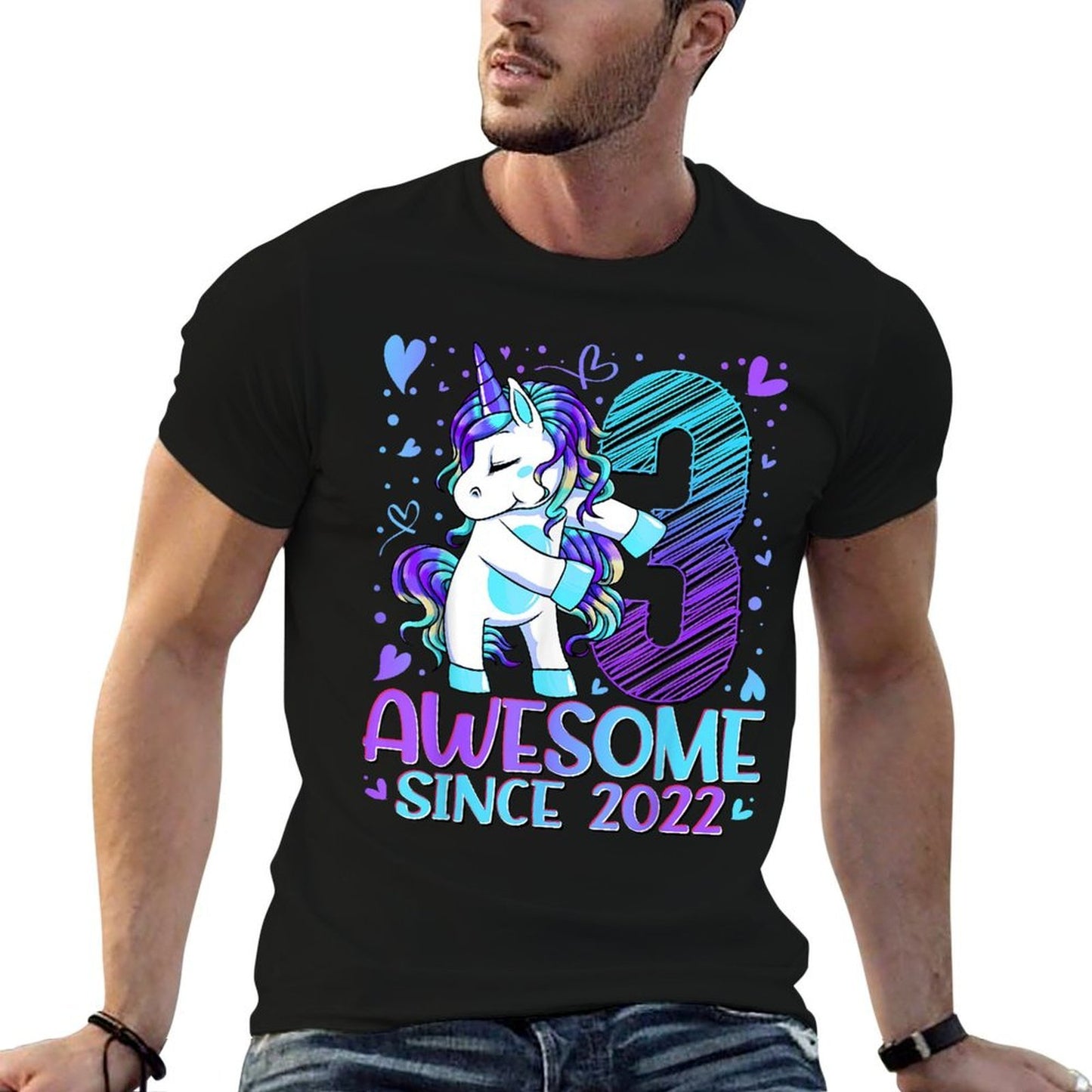 3 Year Old Unicorn Gifts For Girls 3rd Birthday Girl Party Wrinkle-resistant T-Shirt