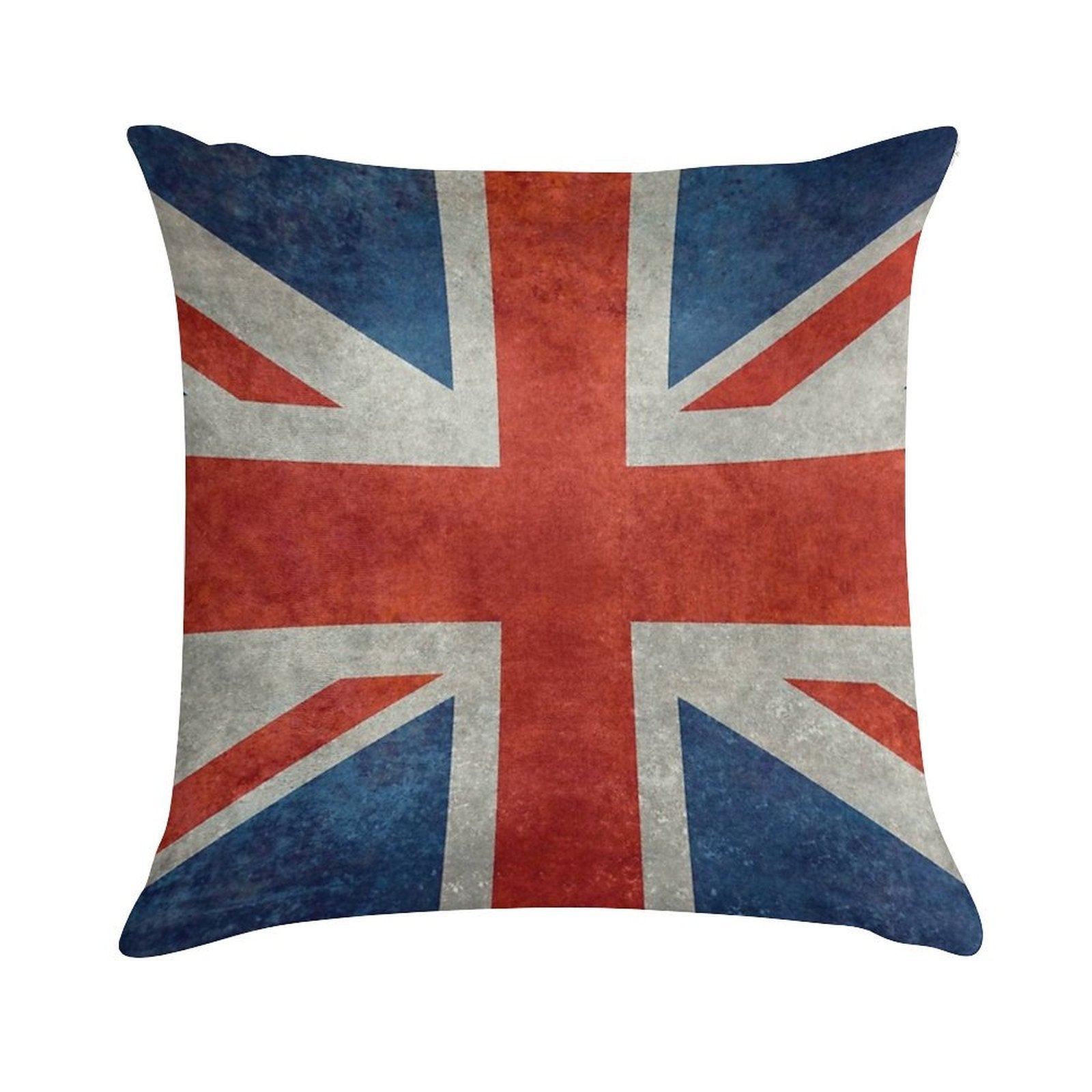 British Union Jack Flag Grungy Vintage Version Soft Anti-Pilling Throw Pillow