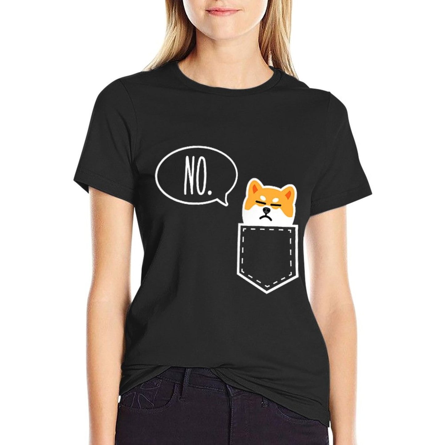 Shiba Inu Nope Cute Pocket Stretchy T-Shirt