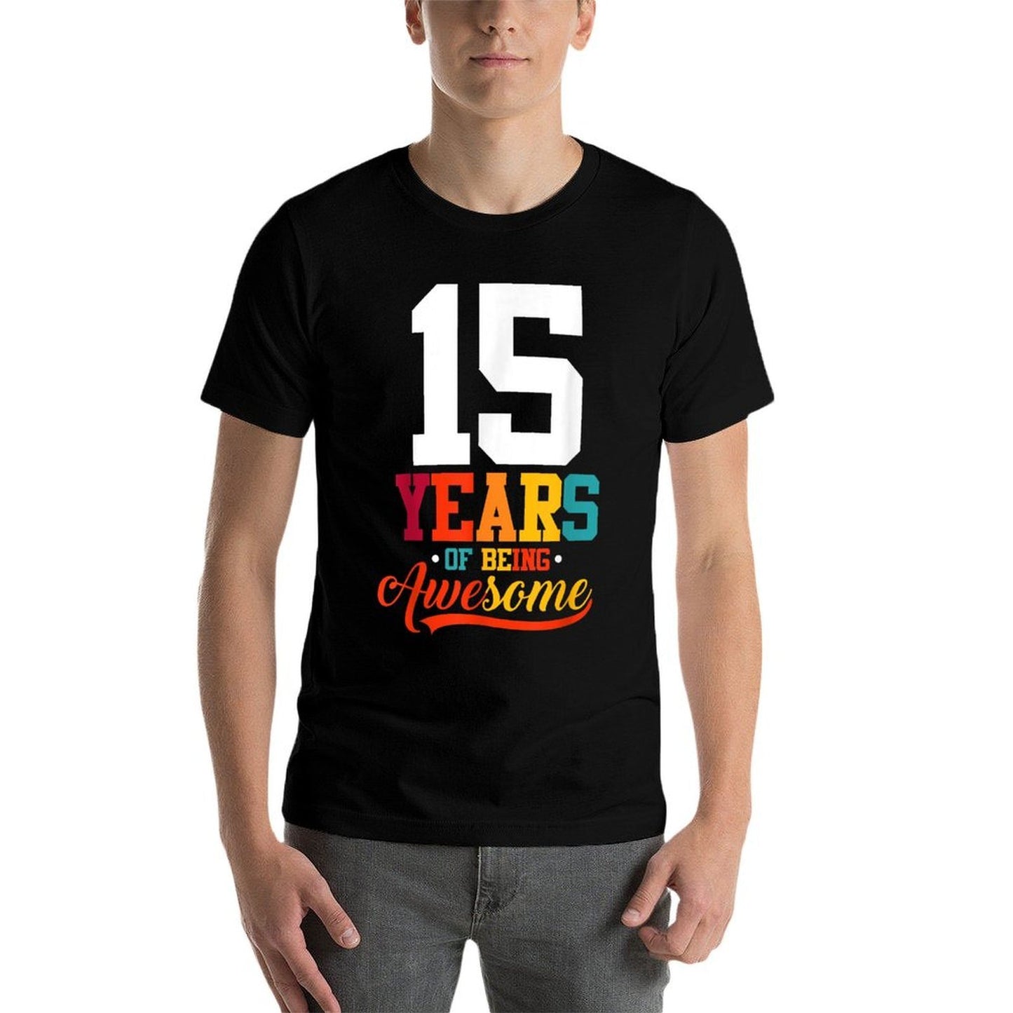 15 Years Of Being Awesome Gifts 15 Years Old 15th Birthday Oversized Silhouette T-Shirt