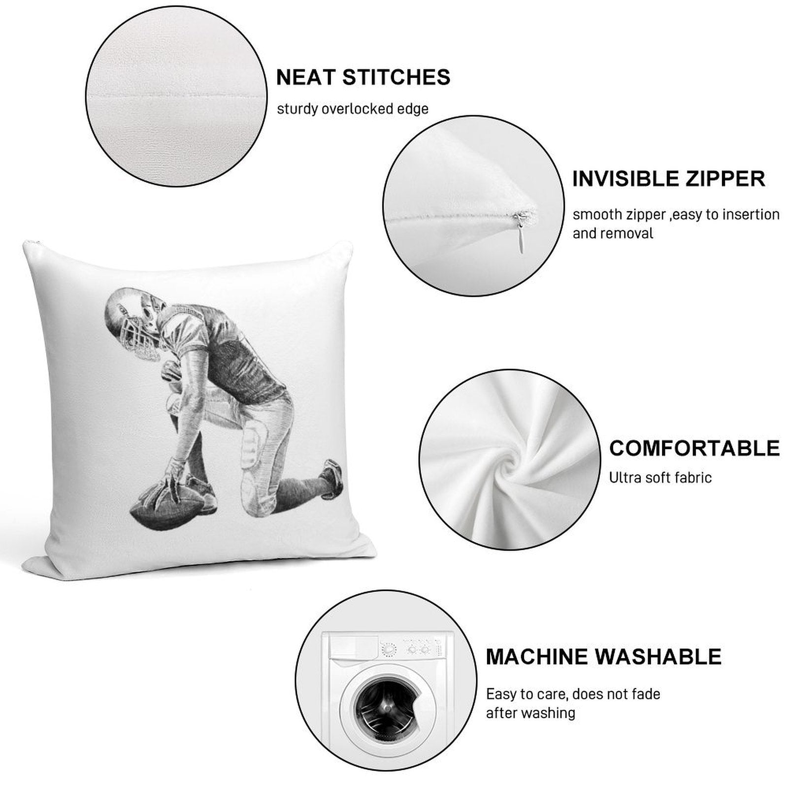 American Football Soft Durable Construction Throw Pillow