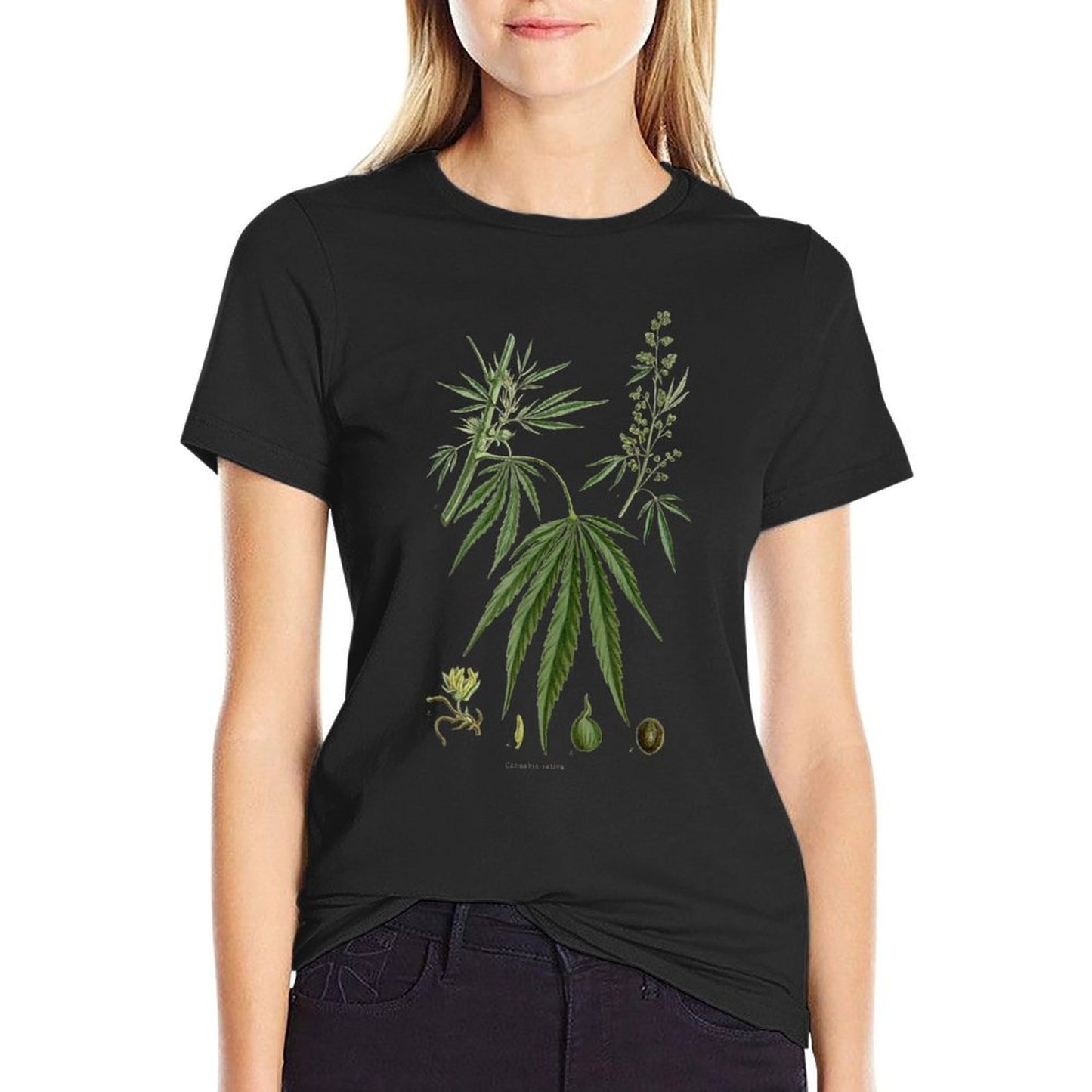 Weed Marijuana Plant Botanical THC Cannabis Sativa Vintage Moisture-wicking T-Shirt