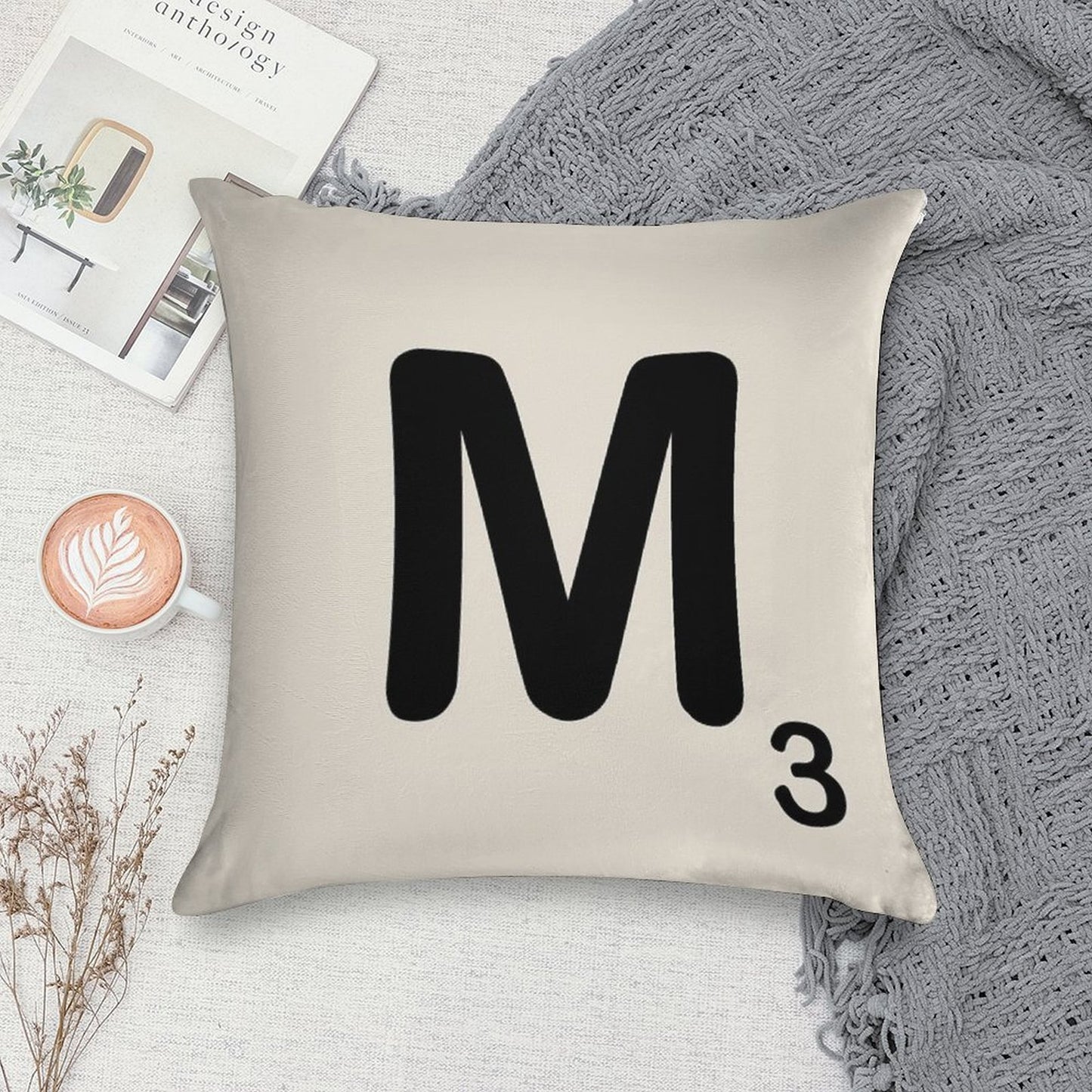 Scrabble Tile M Soft Easy Maintenance Throw Pillow