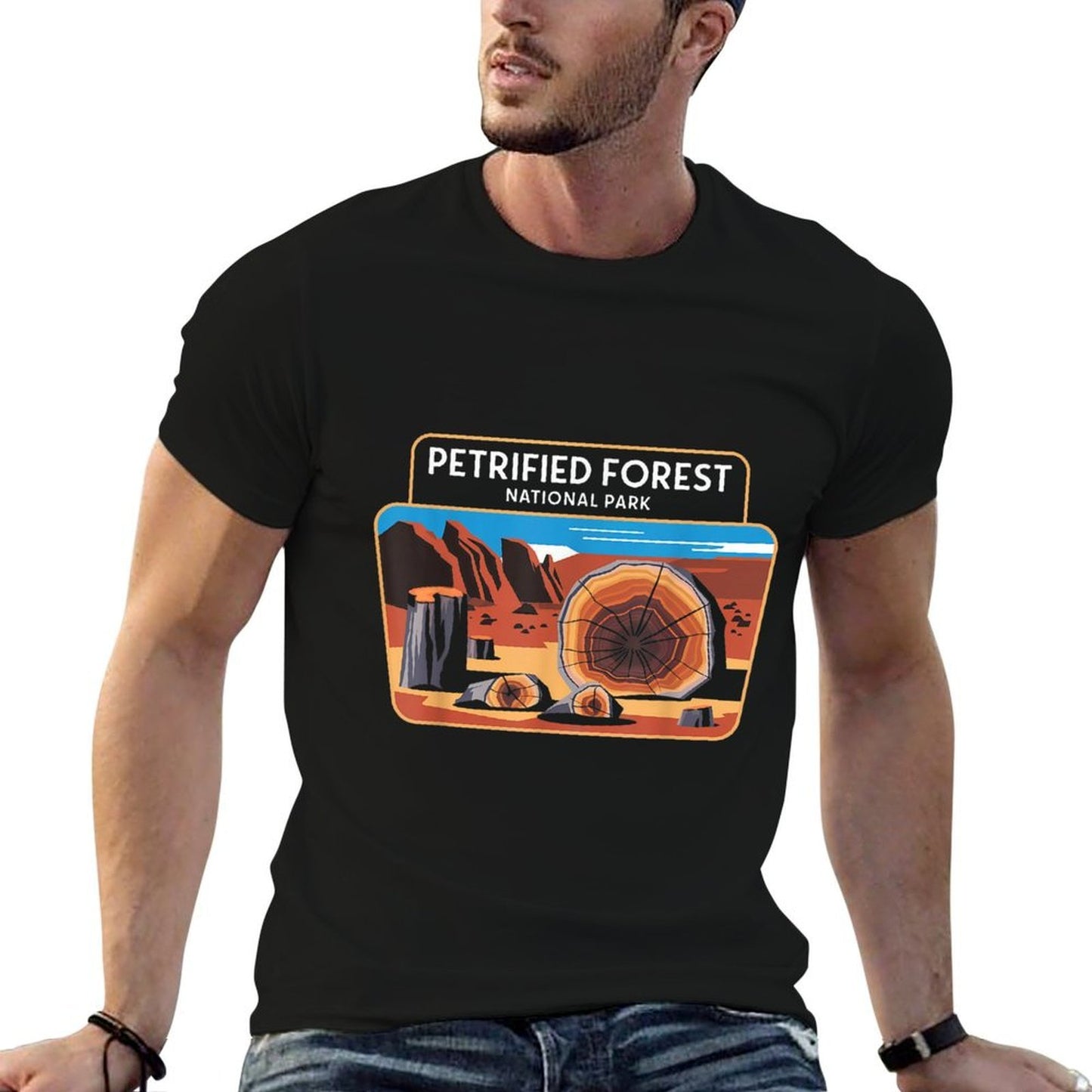 Traveling Apparel Petrified Forest National Park Arizona Desert Camping Nature Polyester Blend T-Shirt