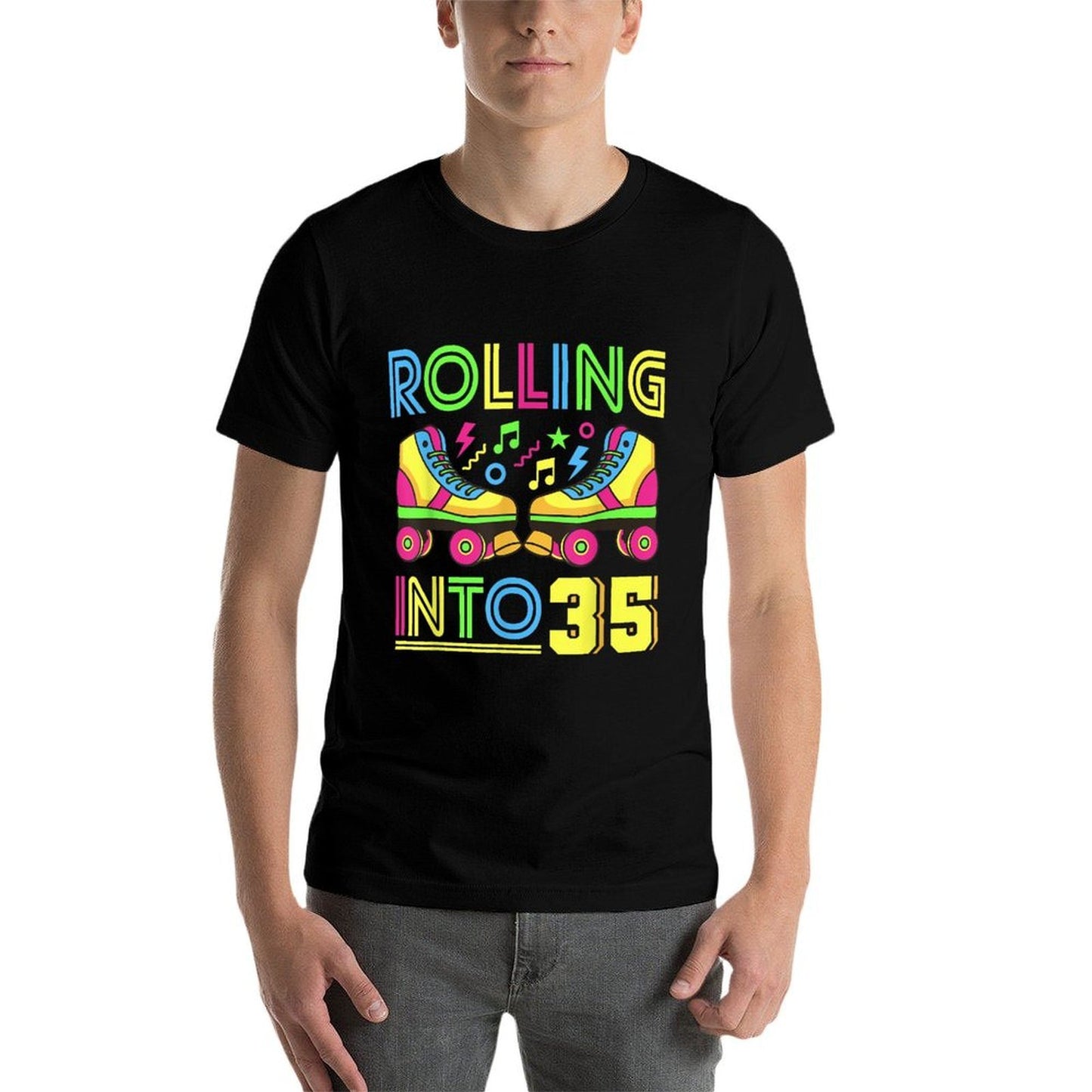 Rolling Into 35 Year Old 80s Party 90s Costume 35th Birthday Soft T-Shirt