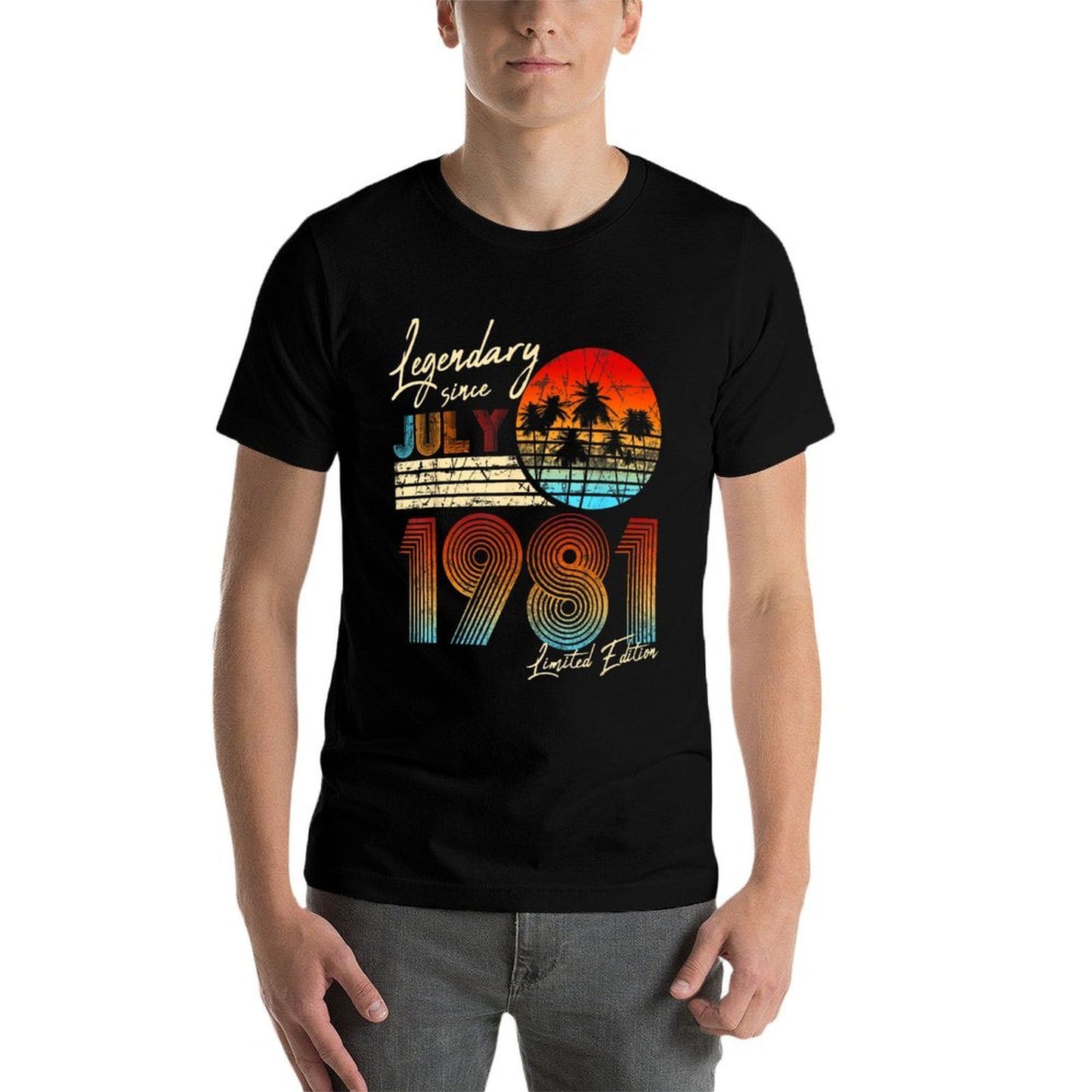 40Thbirthdaygifts Legendary Since July 1981 40Th Birthday  Ribbed Collar T-Shirt