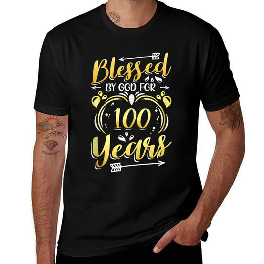 Religious Blessed By God For 100 Years Happy 100th Birthday  Polyester Blend T-Shirt
