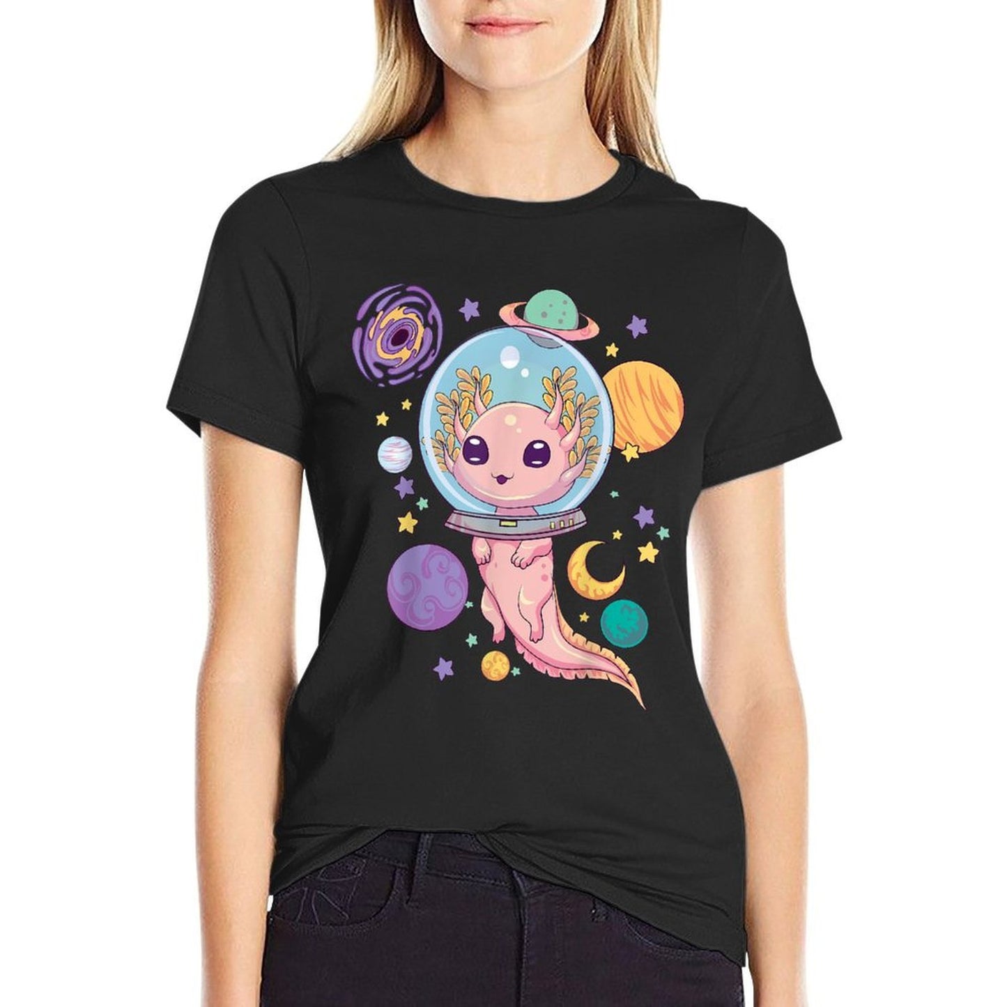 Space Axolotl Kawaii Pastel Goth Anime Aesthetic Goth Versatile T-Shirt