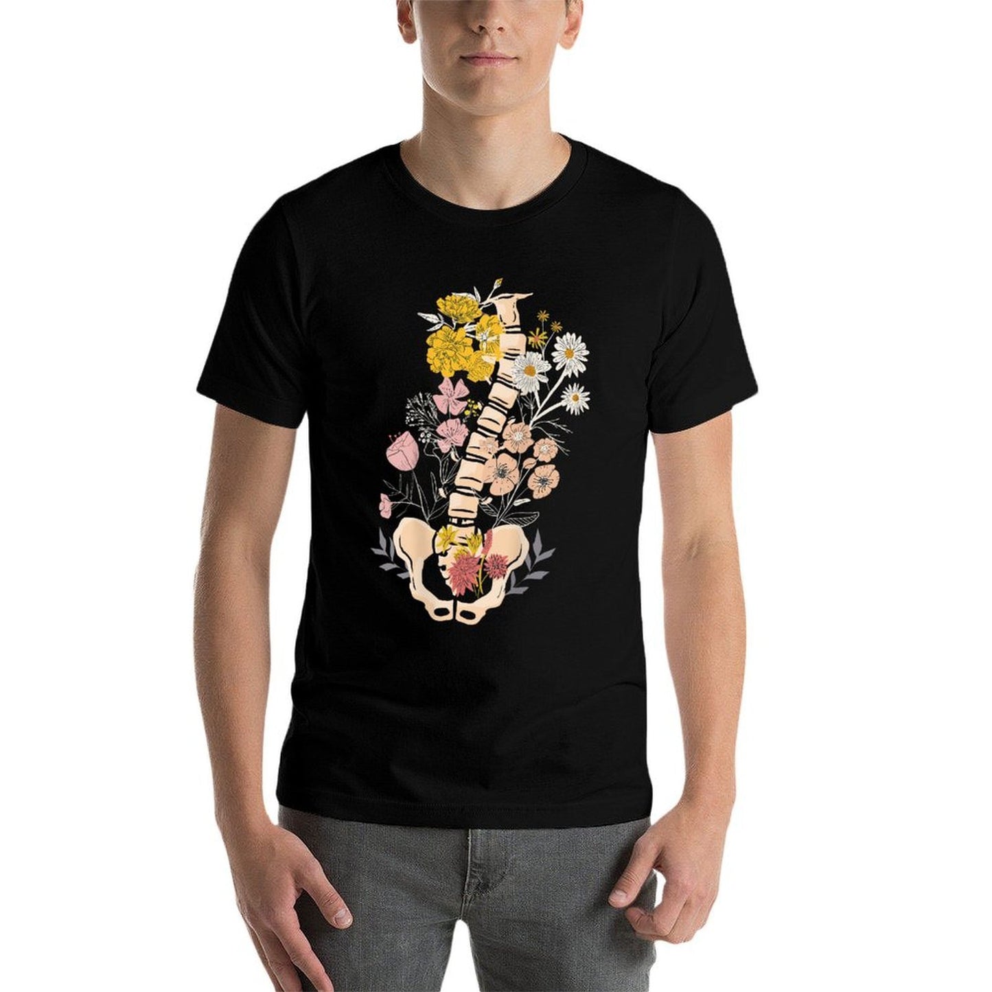 Scoliosis Awareness Spinal Fusion Back Surgery Botanical High-quality Stitching T-Shirt