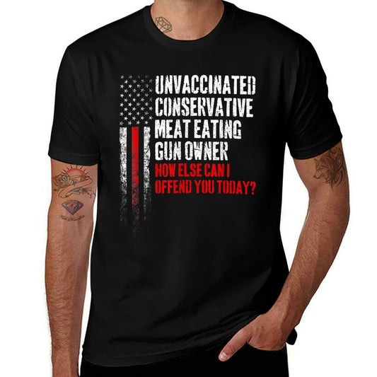 Unvaccinated Conservative Meat Eating Gun Owner  Ribbed Collar T-Shirt