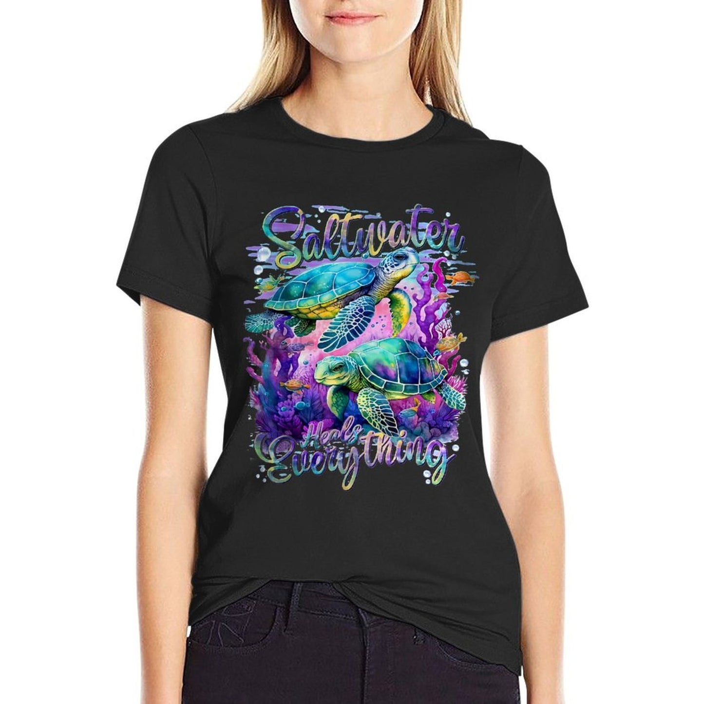 Saltwater Heals Everything Sea Turtle Odor-resistant T-Shirt