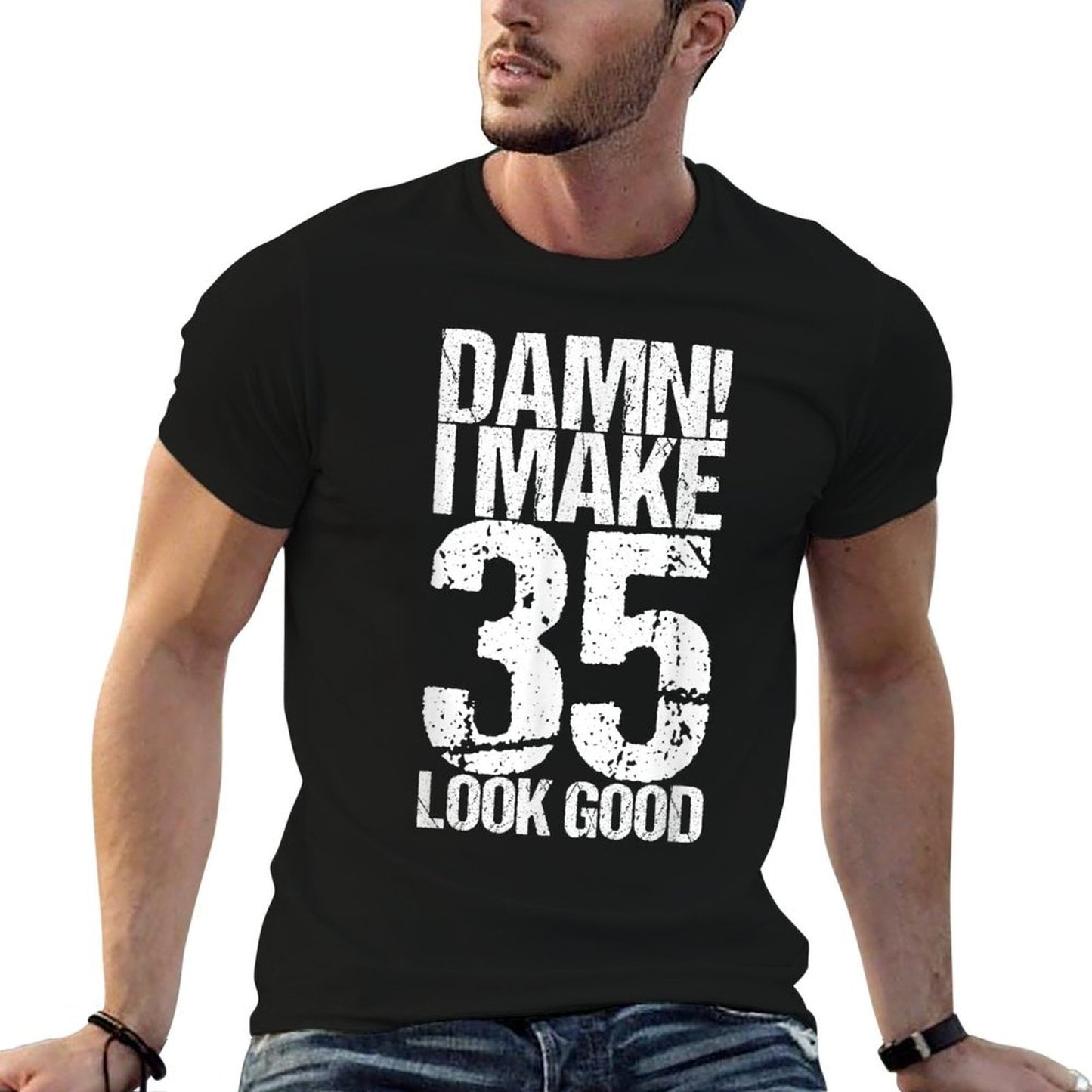 35 Years Old B-Day Funny 35th Birthday High-quality Stitching T-Shirt