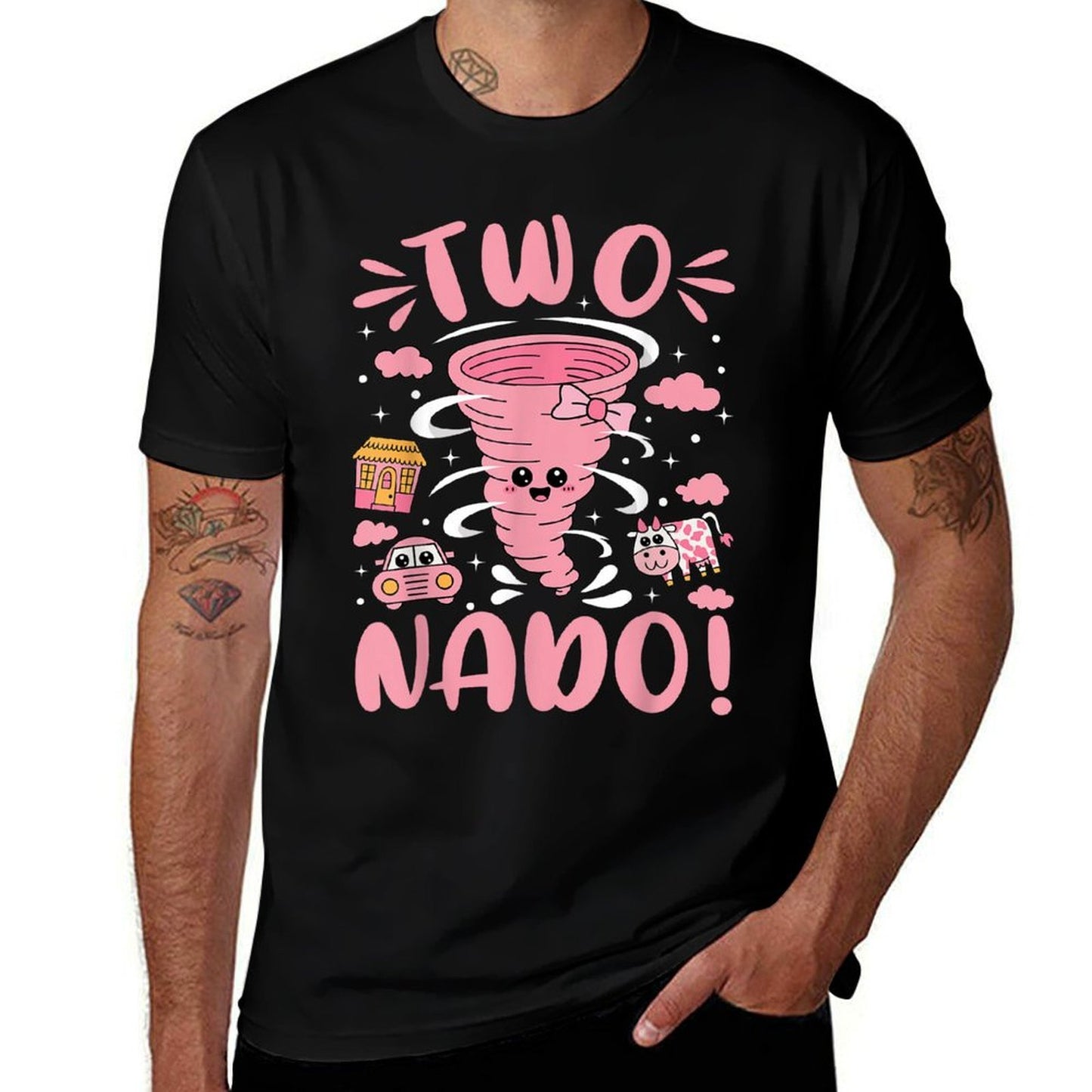 Two Nado Cute Birthday Tornado Girl Bow 2 Years Old Kids Odor-resistant T-Shirt