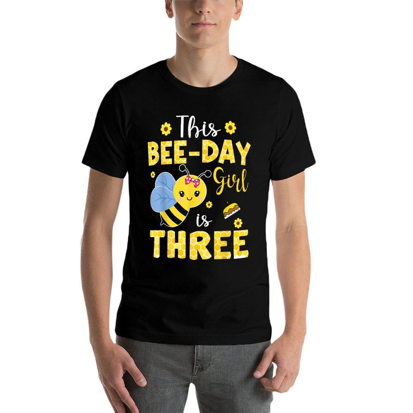 This Bee-Day Girl Is Three 3 Years Old 3rd Birthday Kids Moisture-wicking T-Shirt