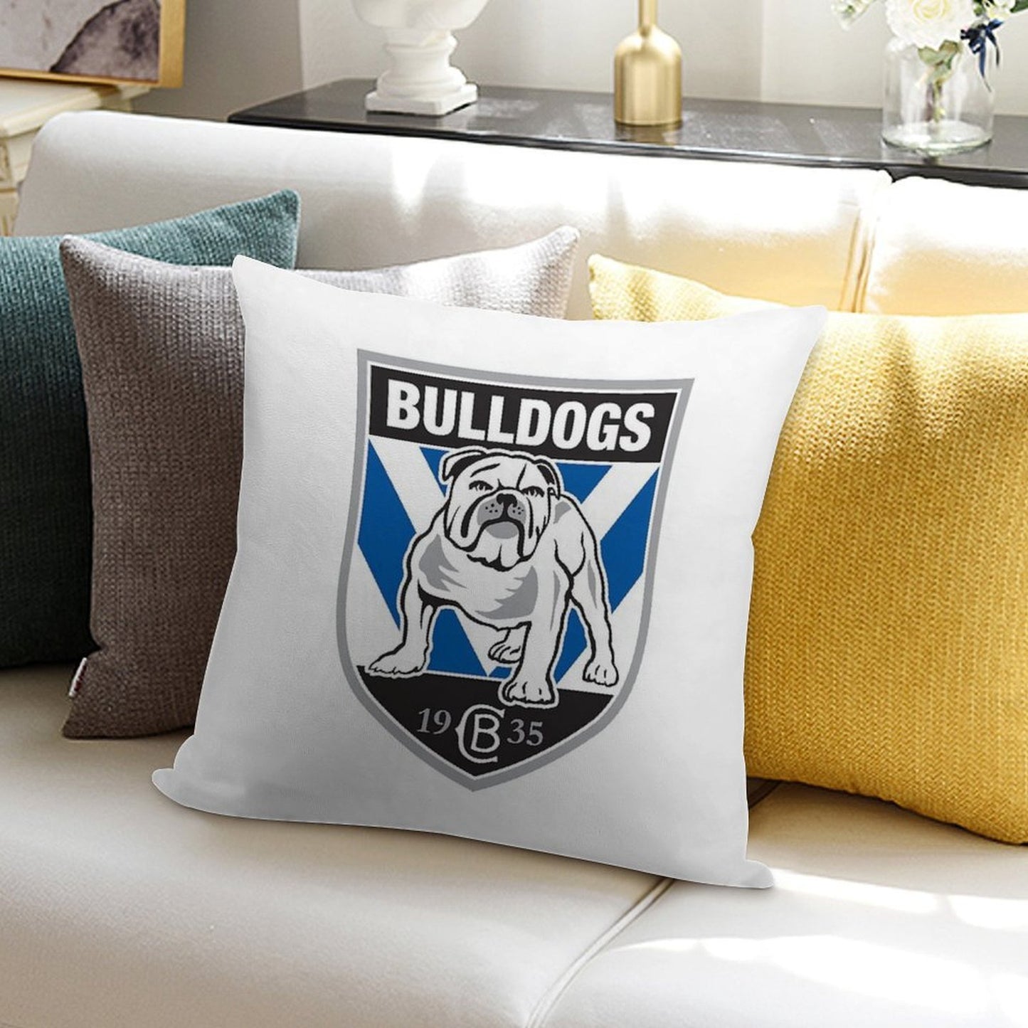 Rugby Bulldogs Canterbury Soft Reinforced Edging Throw Pillow