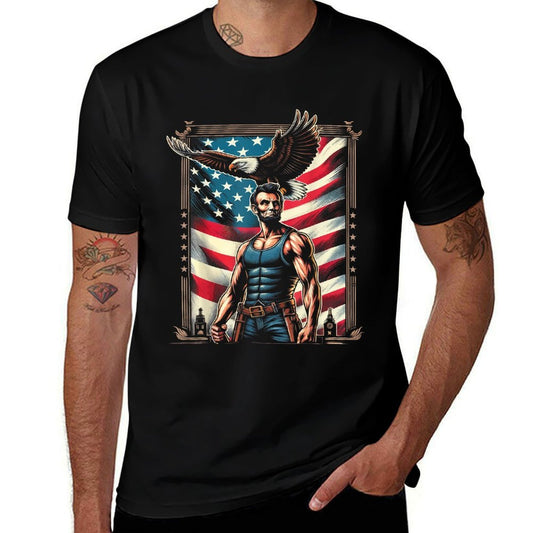 4th of July Patriotic Funny Abraham Lincoln July 4th USA  Easy-care T-Shirt