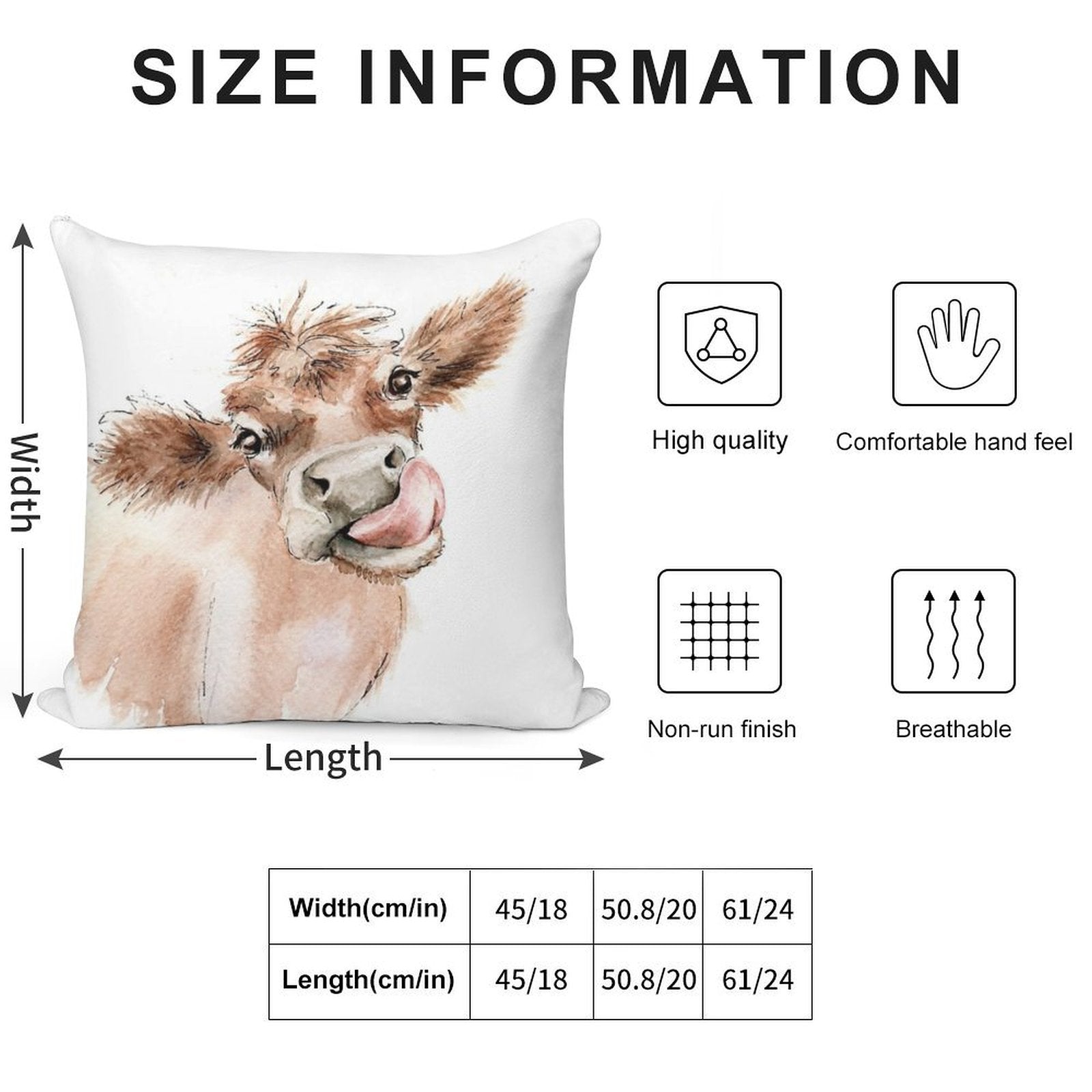 Funky Cow Soft Hidden Zipper Throw Pillow