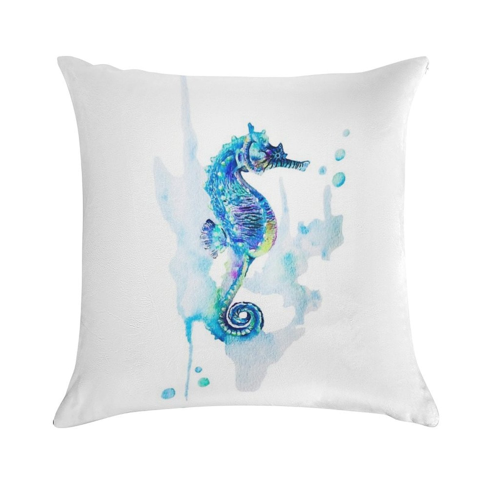 Watercolor Seahorse Soft Durable Construction Throw Pillow