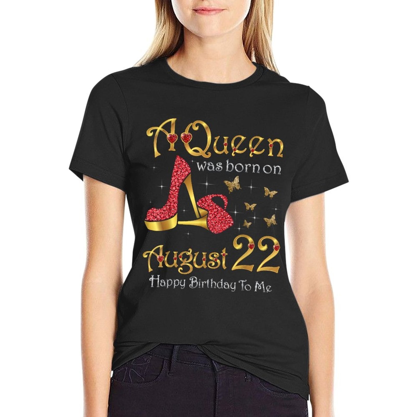 A Queen Was Born on August 22, 22nd August Birthday  Polyester Blend T-Shirt