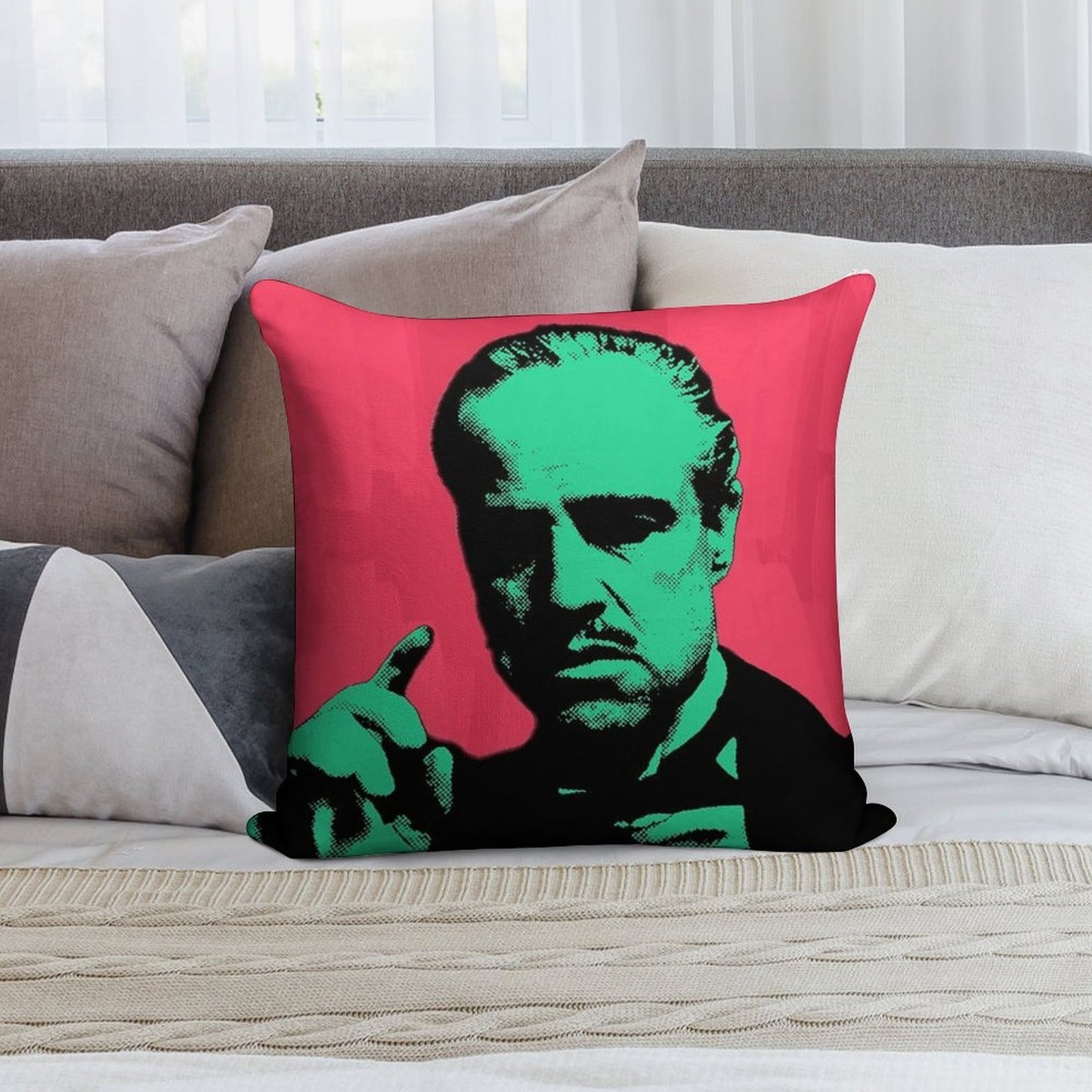 Pop Art of The GODFATHER Soft Short Plush Fabric Throw Pillow